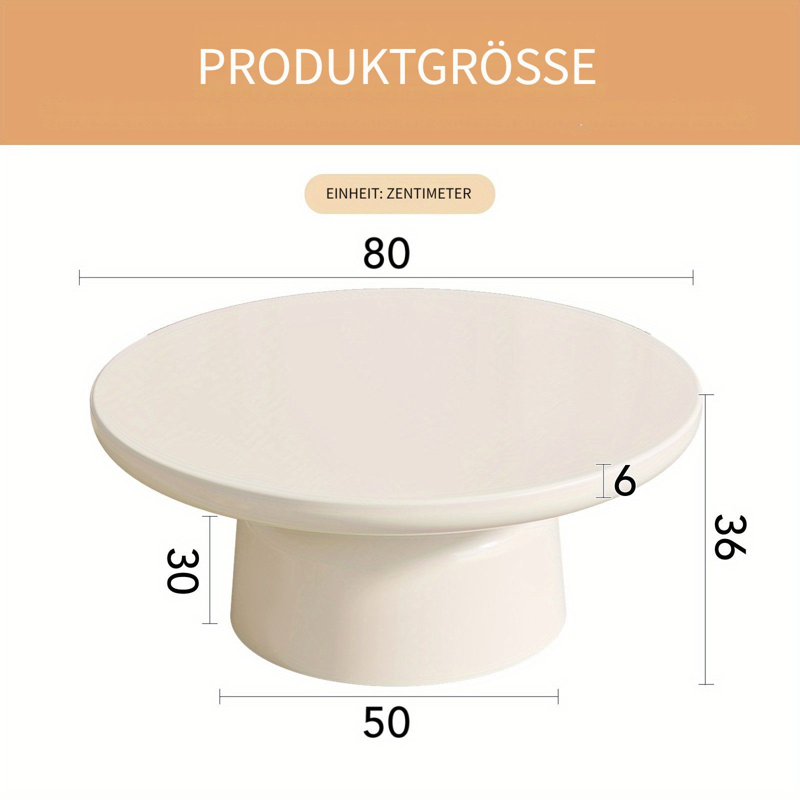 Guyii Couchtisch Kleiner runder, milchweiß, stabiler Sockel (1-St)