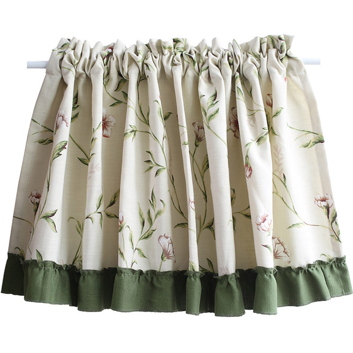 Refttenw Scheibengardine Blumen Gardine Küchengardine Landhausstil, günstig online kaufen