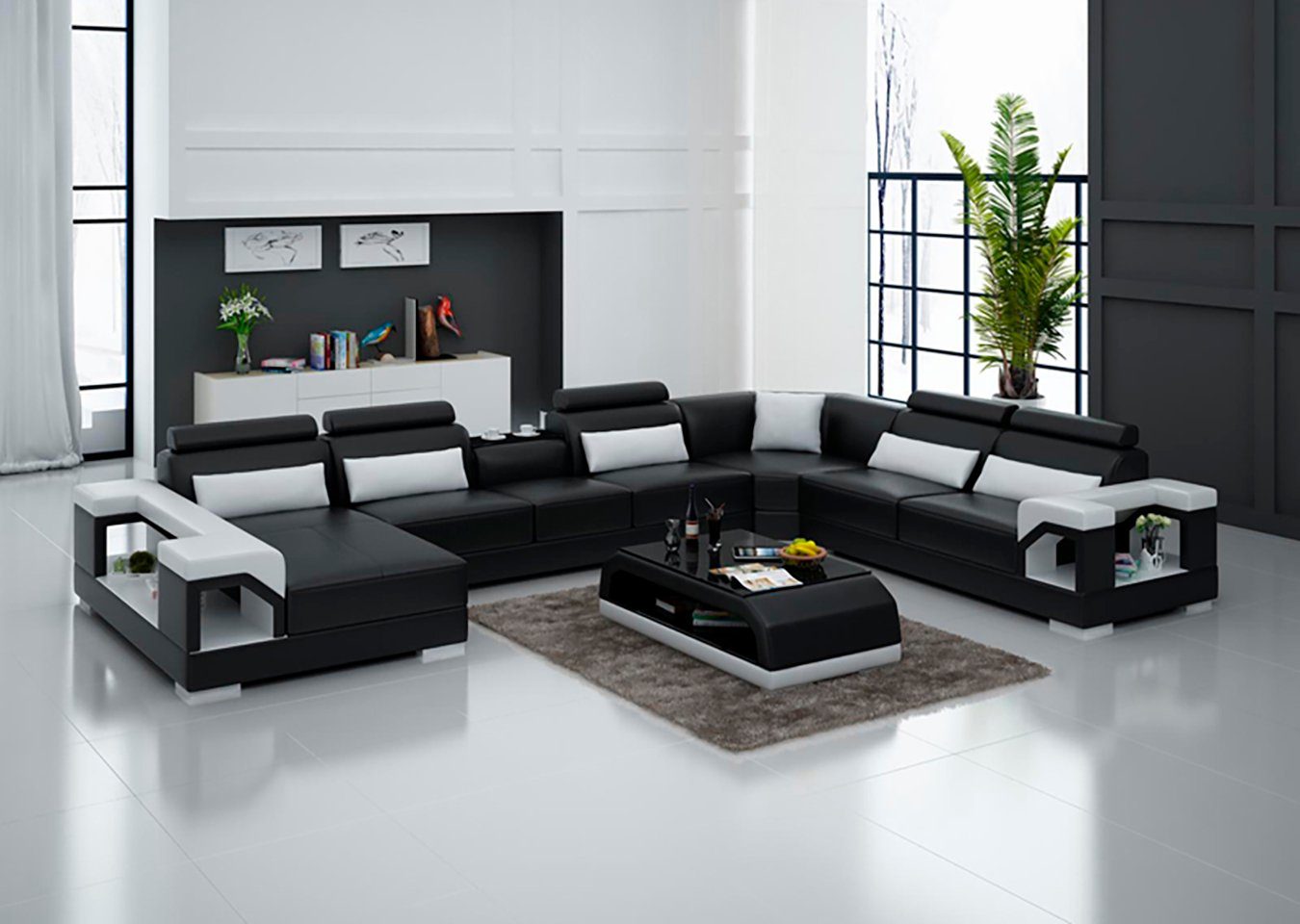 Ecksofa Modern Sofa Wohnlandschaft Couch Design Eck Ecksofa, JVmoebel Ledersofa