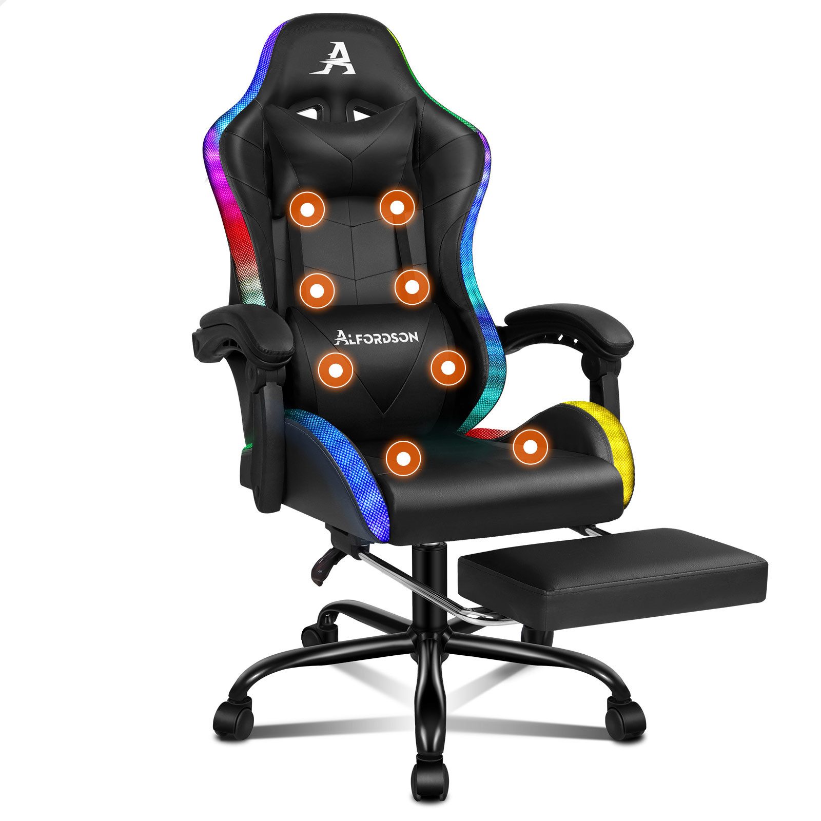 ALFORDSON Gaming-Stuhl Massagestuhl mit LED, ergonomischer Schreibtischstuh günstig online kaufen