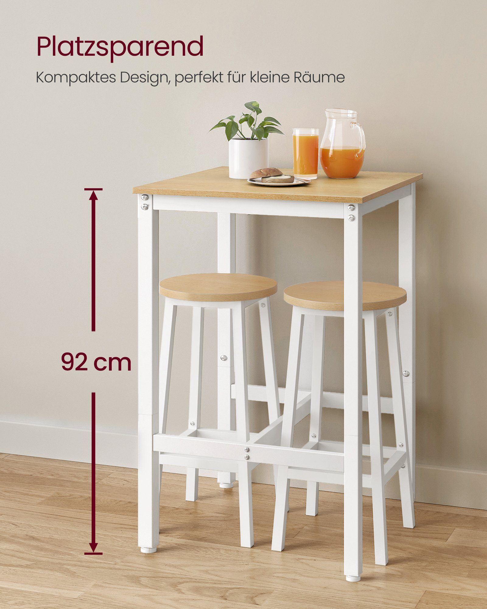 VASAGLE Bartisch Küchentisch, Stehtisch, 60 x 60 x 92 cm