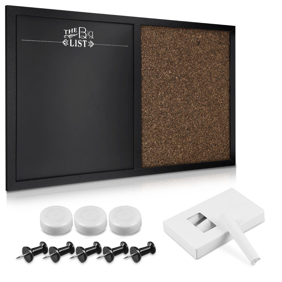Navaris Tafel Kombitafel Kreidetafel und Kork Pinnwand - Memoboard 60x40 cm, (1-tlg)