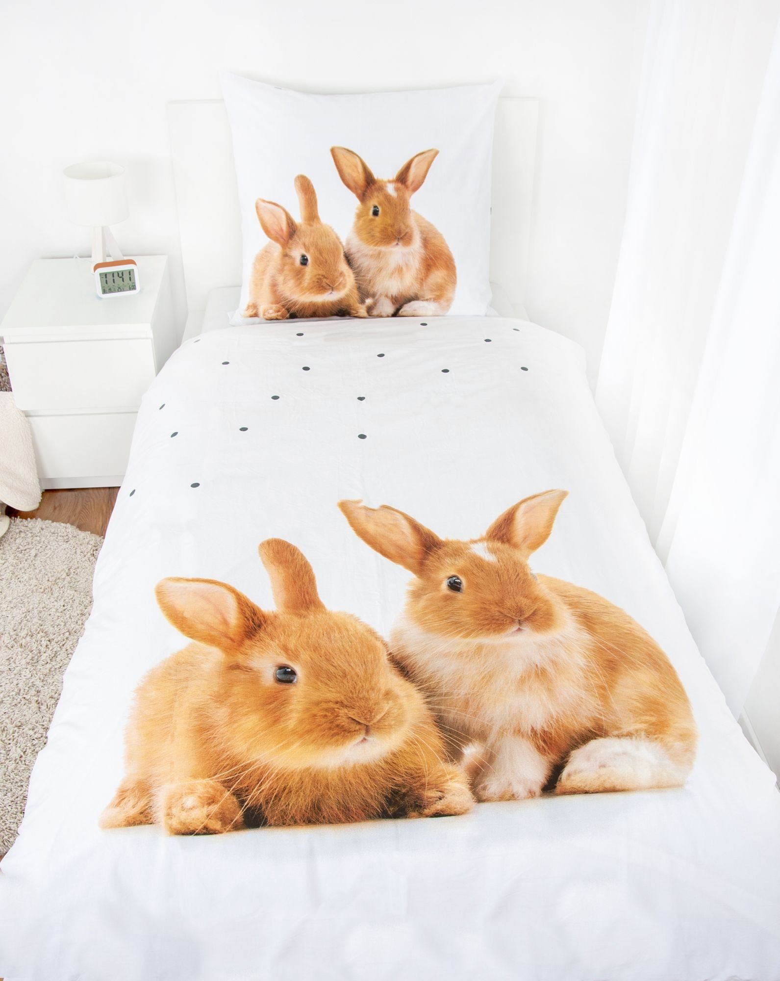 Herding Kinderbettwäsche Herding Bettwäsche mit Kaninchen 135 x 200cm 100%B günstig online kaufen