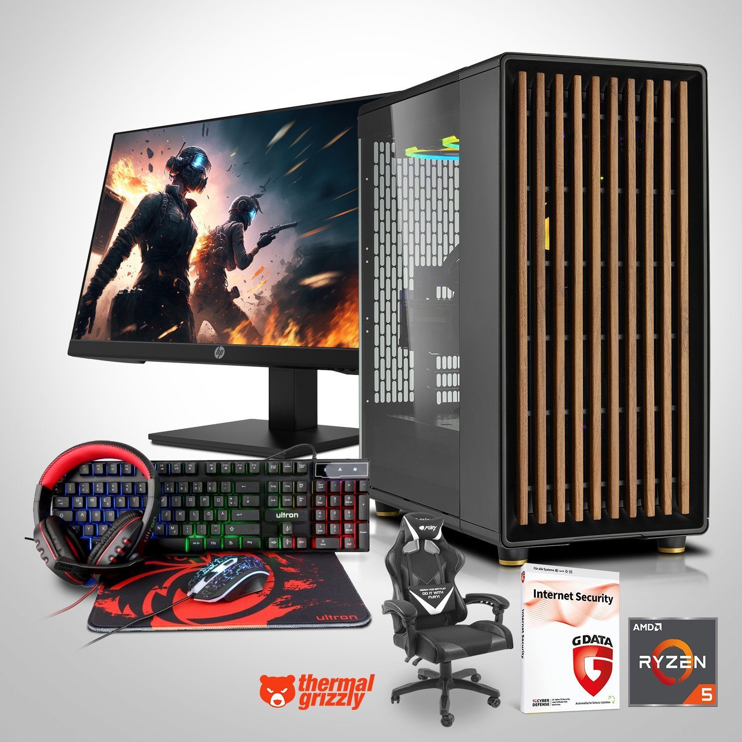 Memory PC Gaming-PC-Komplettsystem (23,80", AMD Ryzen 5 5600G, RTX 3060, 16 GB RAM, 500 GB SSD)