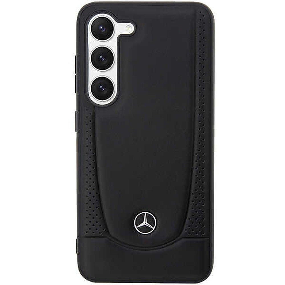 Mercedes Handyhülle Schutzhülle Lederetui Rückschale, Kunstleder, perforiert, Metall-Logo, Hartschale