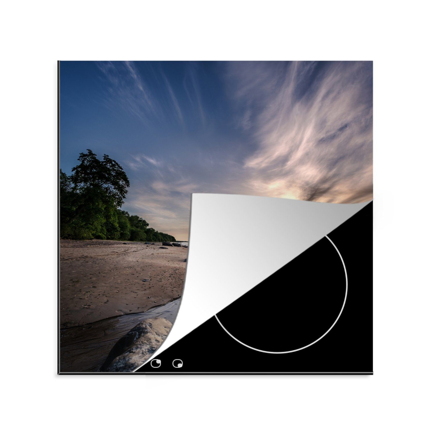 MuchoWow Herdblende-/Abdeckplatte Estland tlg), (1 78x78 cm, Arbeitsplatte Sonne, Strand für - Vinyl, Ceranfeldabdeckung, - küche