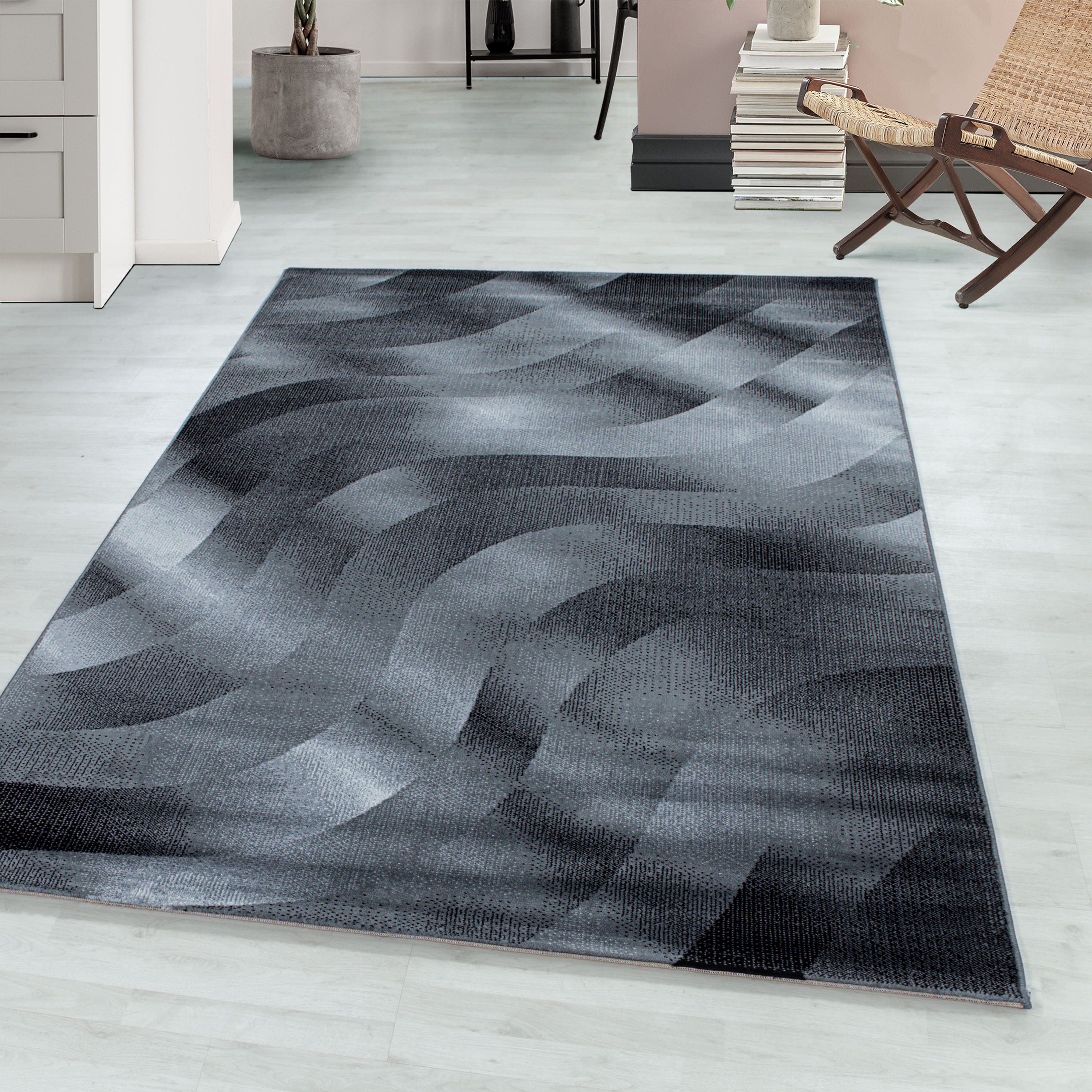 Teppich Abstrakt Wellen Design, Teppium, Läufer, Höhe: 9 mm, Teppich Wohnzimmer | Kurzflor-Teppiche
