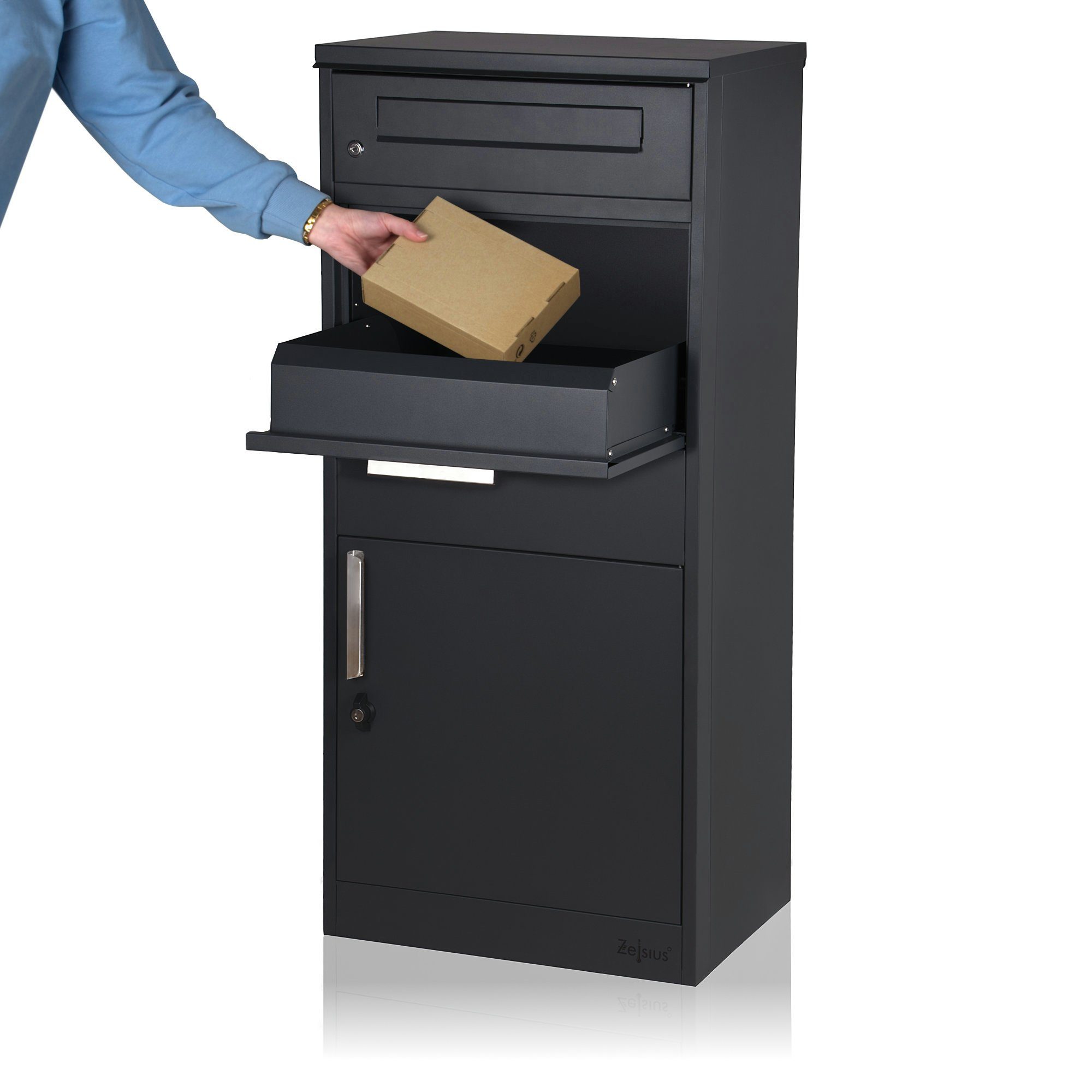Zelsius Paketbriefkasten Neptun, pulverbeschichteter Stahl, RAL7016, günstig online kaufen