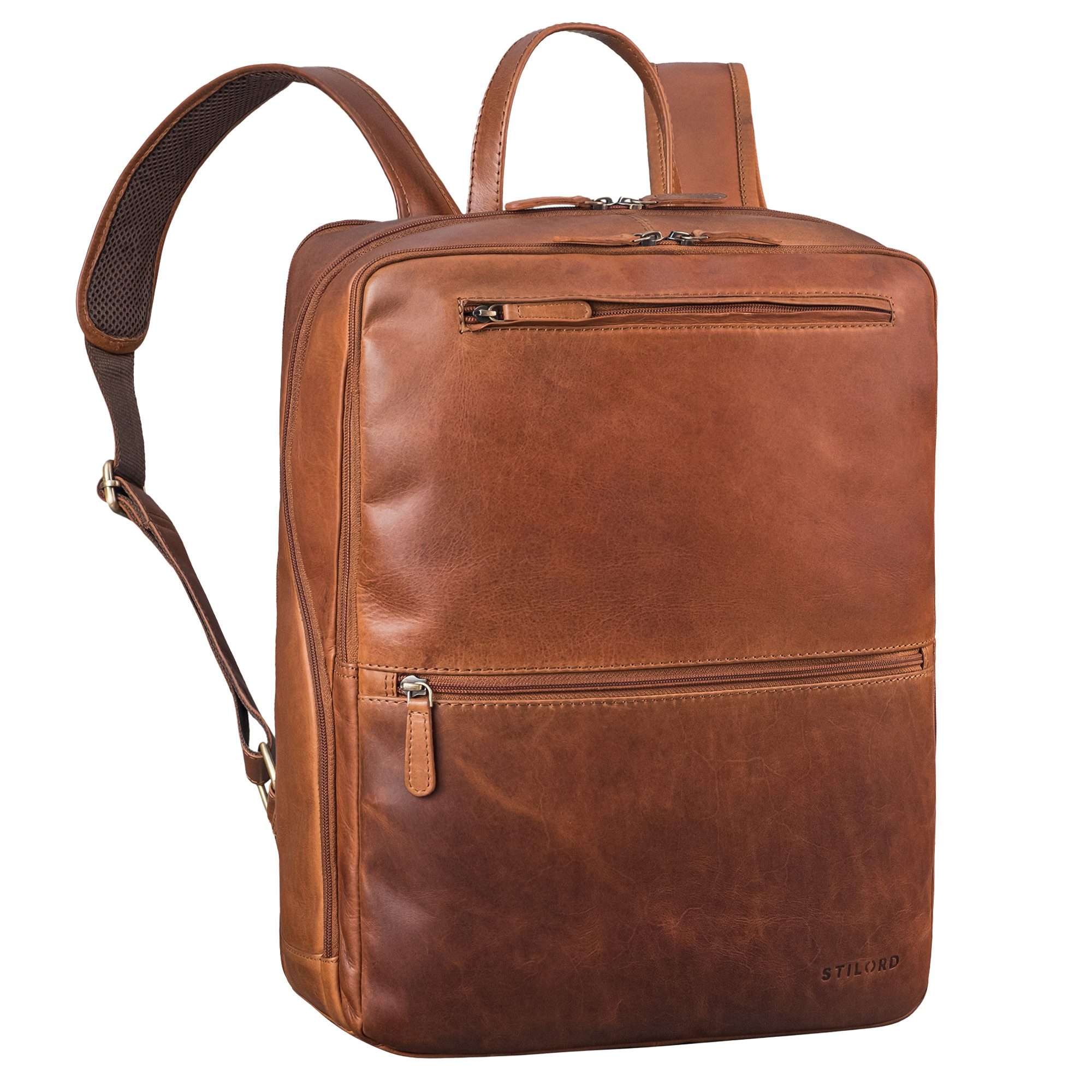Notebookrucksack "Ettore" Großer Business Rucksack Herren Leder 17 Zoll Laptoprucksack