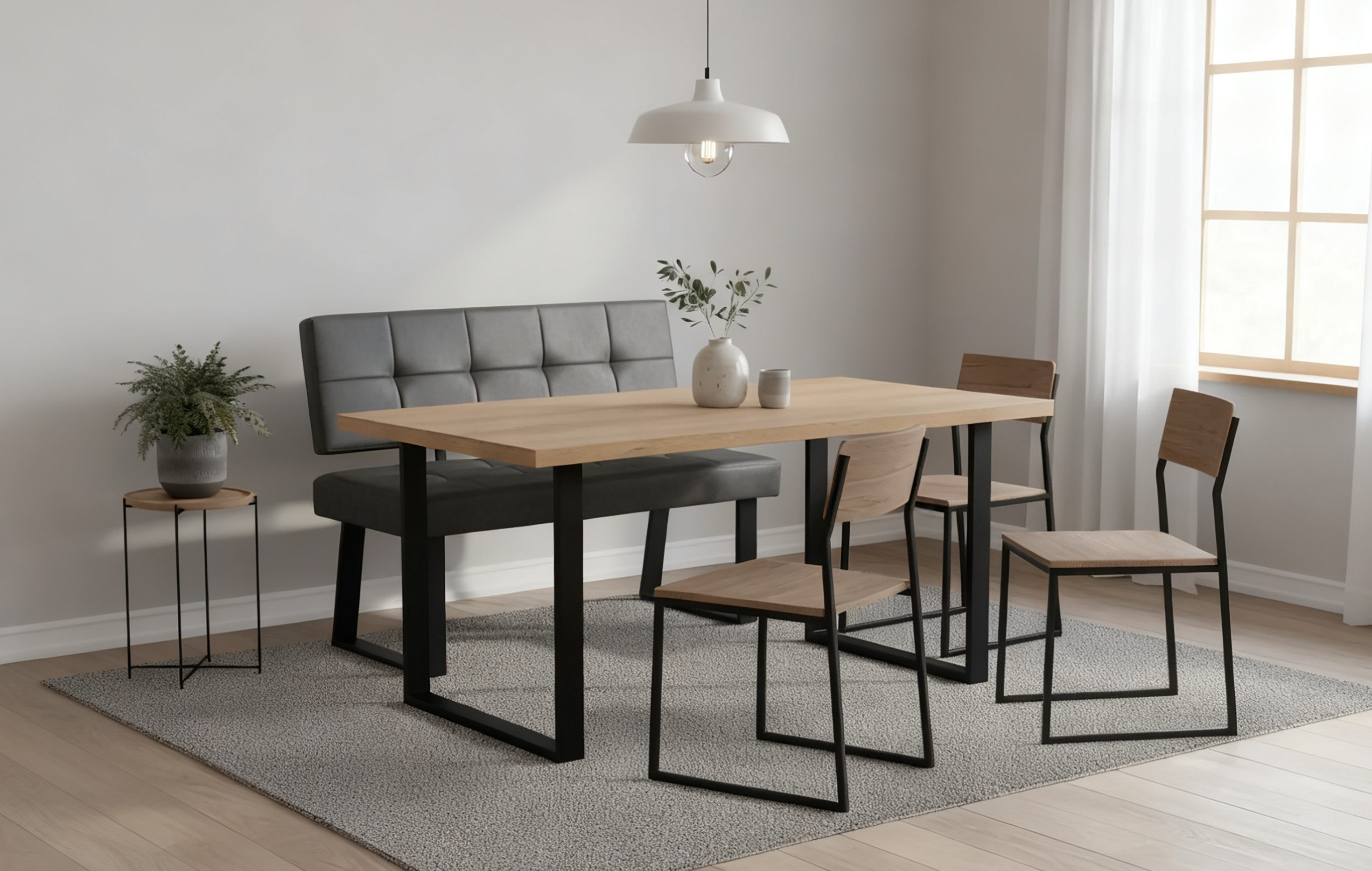 B&D home Essbank SIGFRID (1-St), gepolstert, Metallgestell, mit/ohne Rückenlehne, in 100/120/140/160cm