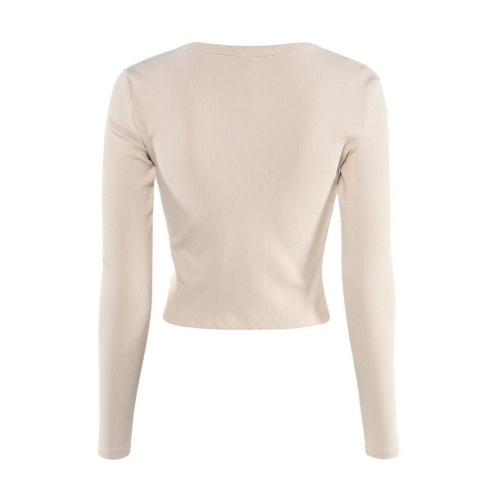 Guess Langarmshirt LAVINIA LS - Langarmtop Damen - Strickjacke - figurbetont - Beige