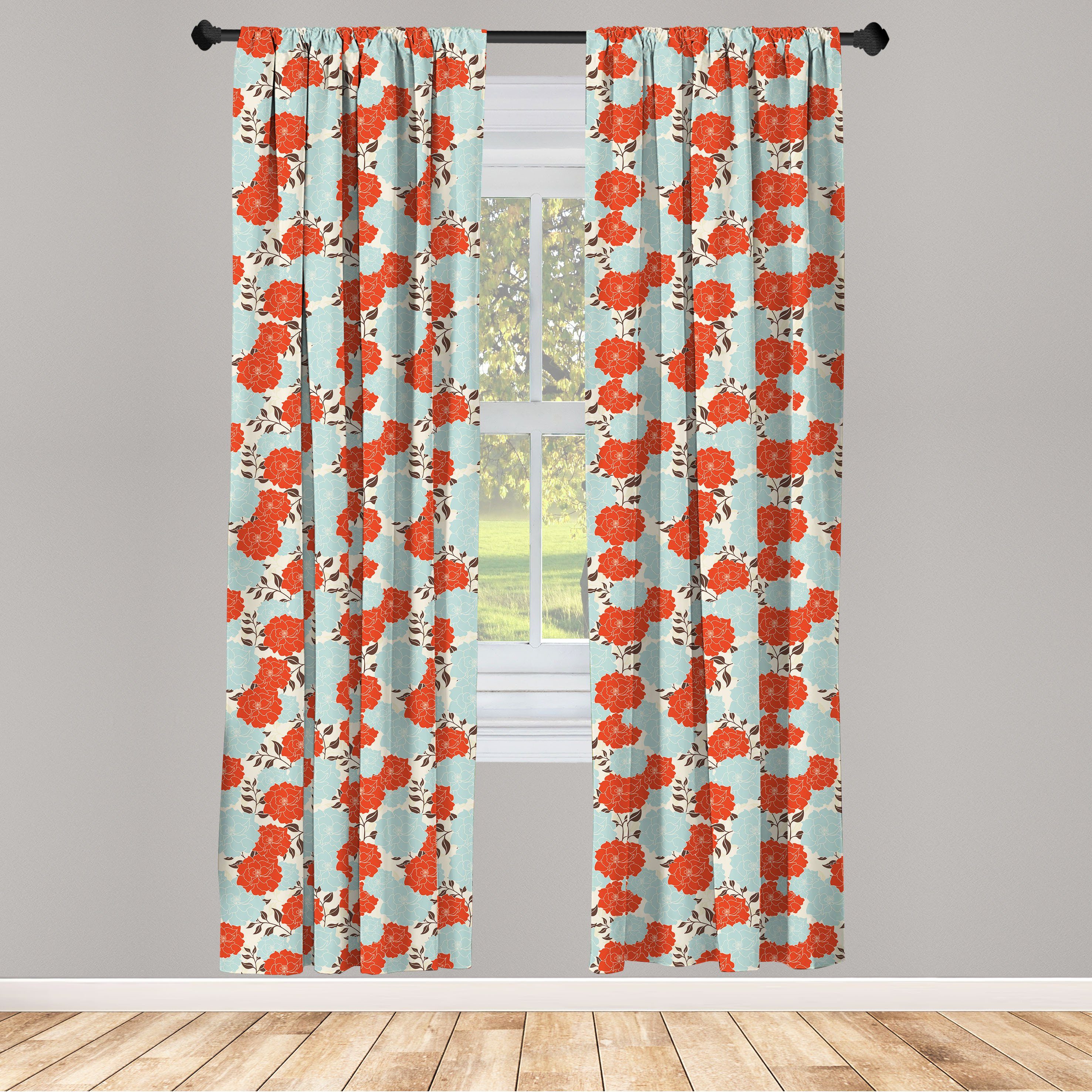 Gardine Vorhang für Wohnzimmer Schlafzimmer Dekor, Abakuhaus, Microfaser, Renaissance blühend Bouquet | Fertiggardinen