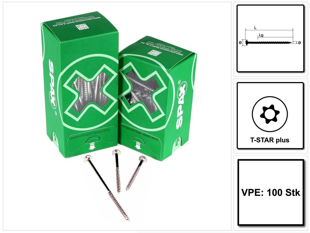 SPAX Schraube HI.FORCE Tellerkopfschraube 6,0 x 80 mm 100 Stk. (0251010600805) Vo