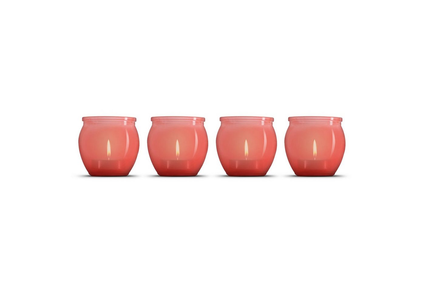 HS Candle Windlicht aus Glas inkl. Teelicht (4 St), Ø6xH6cm, Glaskerze zur Deko, hochwertig, standfest