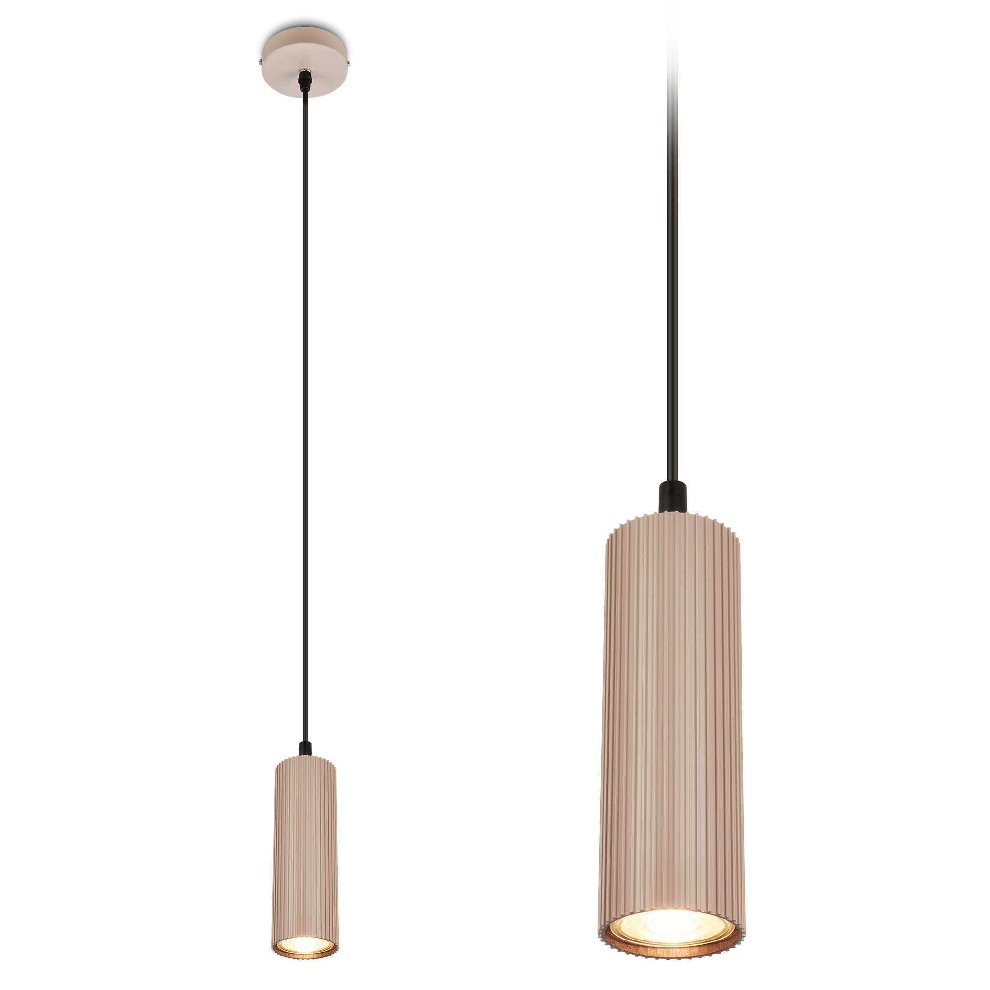 Briloner Leuchten LED Pendelleuchte Hängelampe Höhenverstellbar GU10 Riffle-Optik, 1-Flammig, ohne Leuchtmittel, Abhängig vom Leuchtmittel, 20x120 cm, Esszimmer, Esstisch, Wohnzimmer