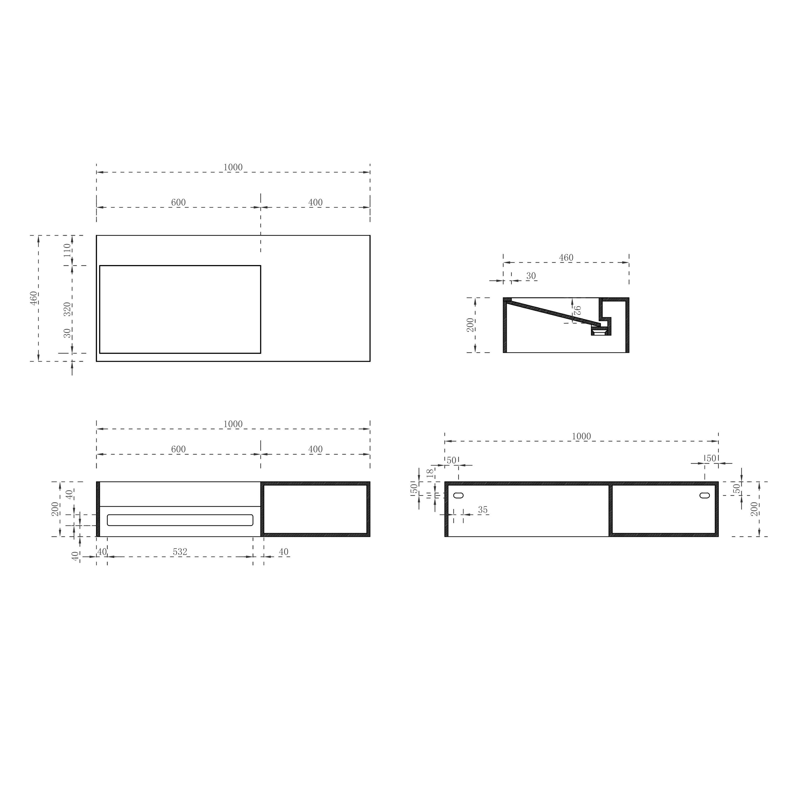 Bernstein Waschtisch TWG62 Weiß matt 100cm, Wandwaschbecken 100cm mit Ablag günstig online kaufen