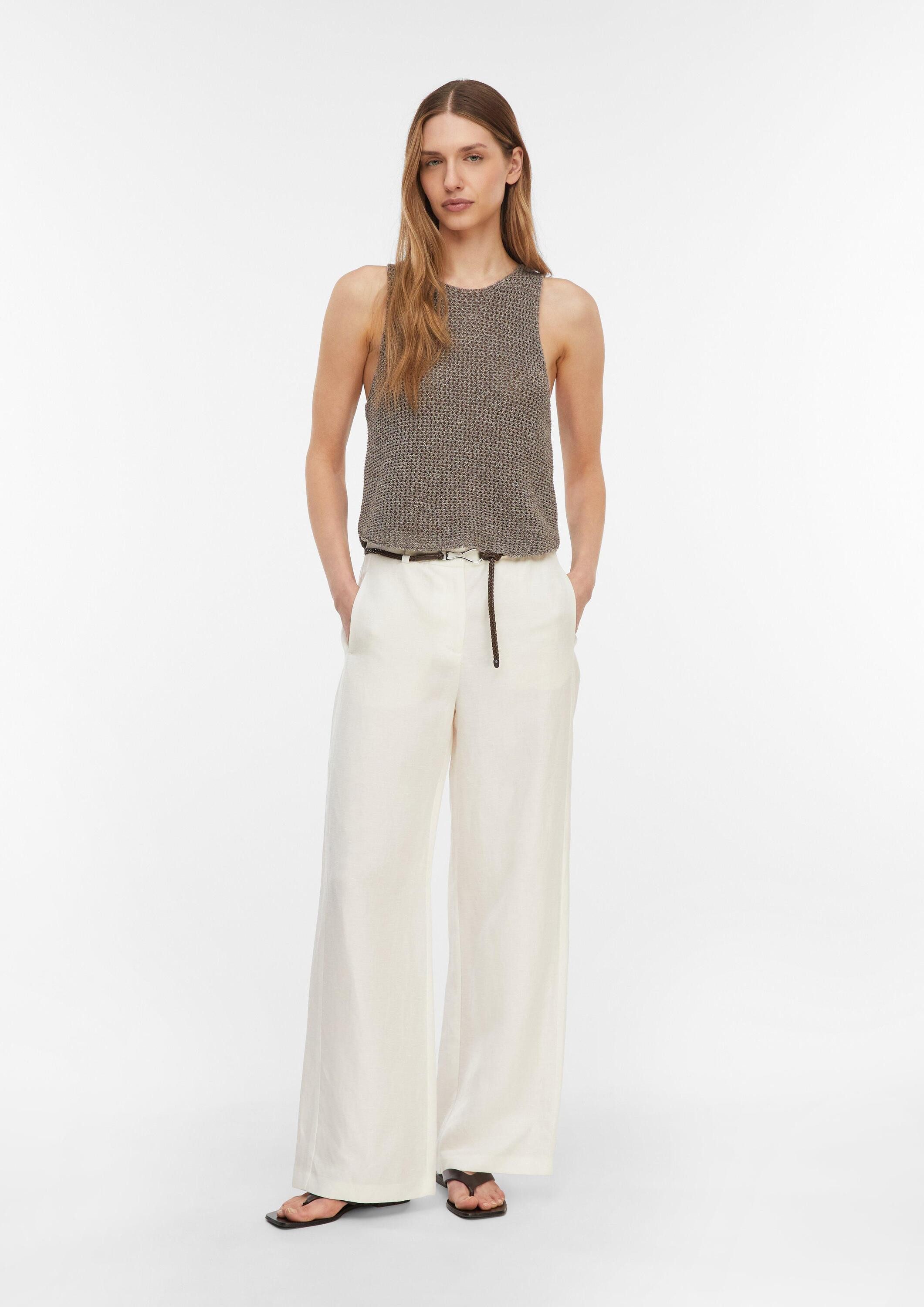 comma Chinos Hose Marlenehose mit abnehmbarem Gürtel