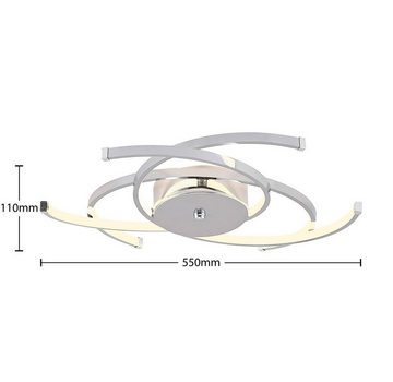 Lindby LED Deckenleuchte Omnika, LED-Leuchtmittel fest verbaut, warmweiß, Modern, Edelstahl, Aluminium, Kunststoff, chrom, 1 flammig, inkl.