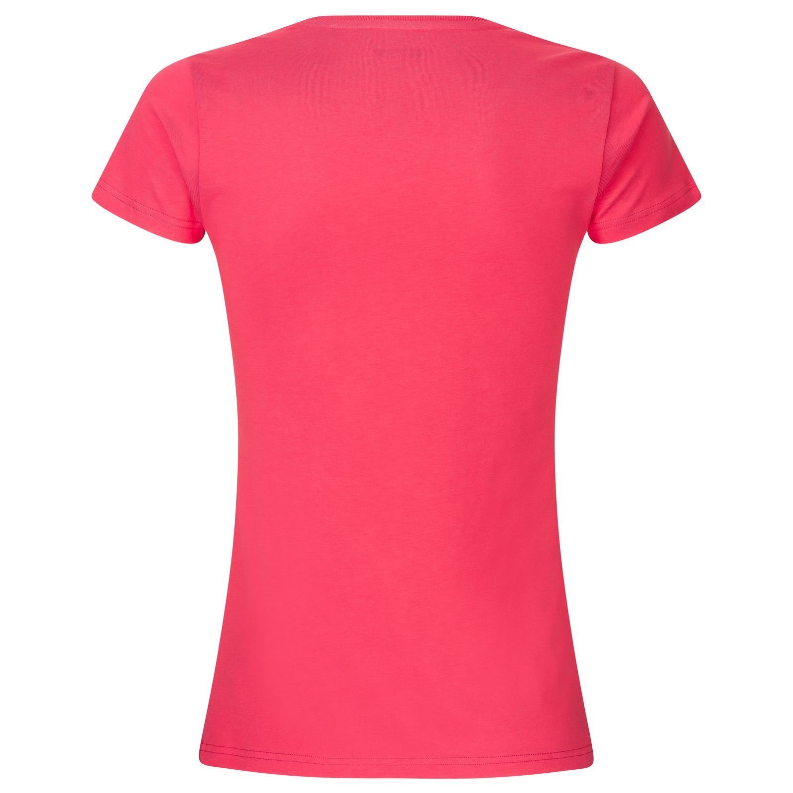 Herz der 1-tlg) Weite, MUSTANG Toniger mit Shirt auf lässige Everyday Damen Lounge (Packung, Logo-Print T-Shirt Rot Brust