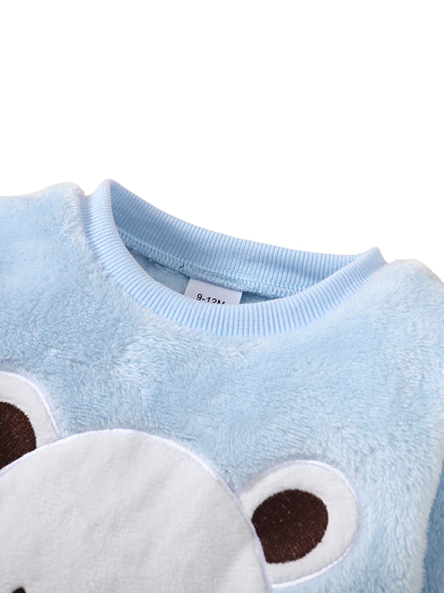 Babys Pyjama Hose Langarm und für Top Oberteil Zuhause, & 2-tlg) Schlafen Hose Blau für LAPA (Set, behaart Süßes