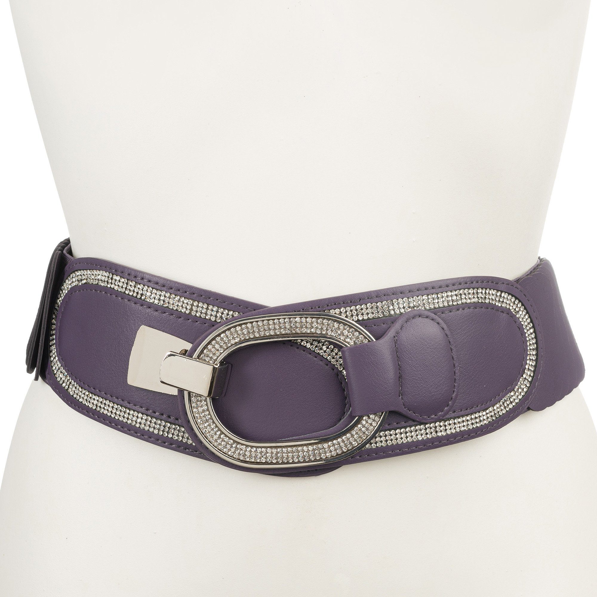 Cassandra Accessoires Taillengürtel "Strass" Stretchgürtel mit silbernem Ringverschluß und Straßsteinen