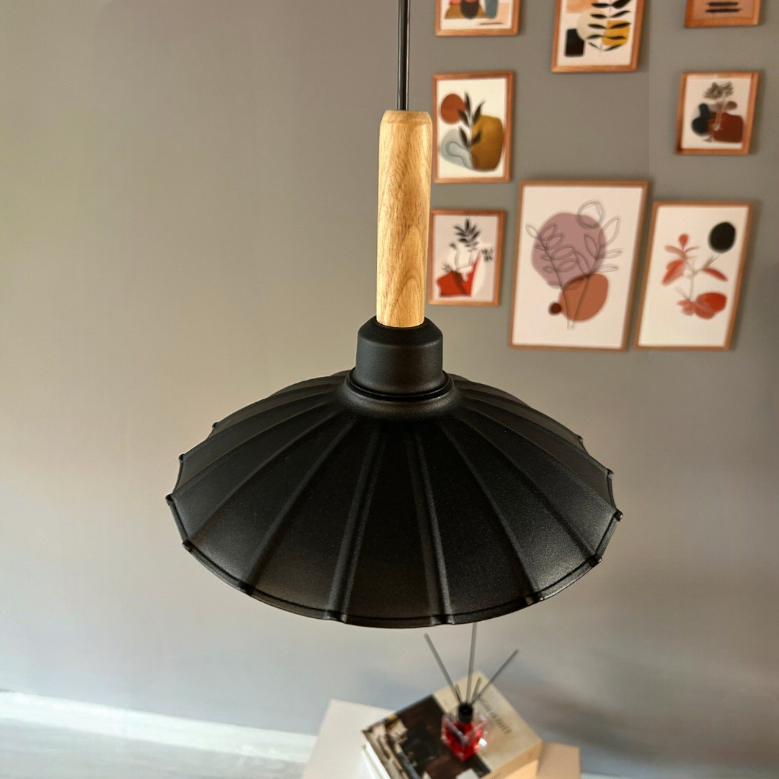 Bamyum Pendelleuchte Pendelleuchte Risso Holz Metall, Modern Hängelampe, ohne Leuchtmittel