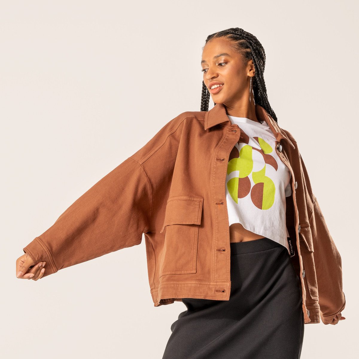 trueStory Jeansjacke DAFNE Weiter Boxy-Schnitt mit überhängenden Schultern günstig online kaufen
