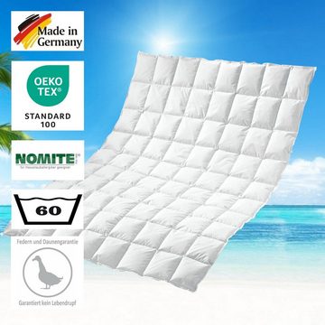 Sommerbettdecke, Sommerbett neue weiße Daunen Klasse1 Bettdecke 135x200 100% natur 260g, Befa, Füllung: 90% neue weiße Daunen Klasse 1, 10% neue Kleinstfederchen Klasse 1, Bezug: 100% Baumwolle, Allergikergeeignet