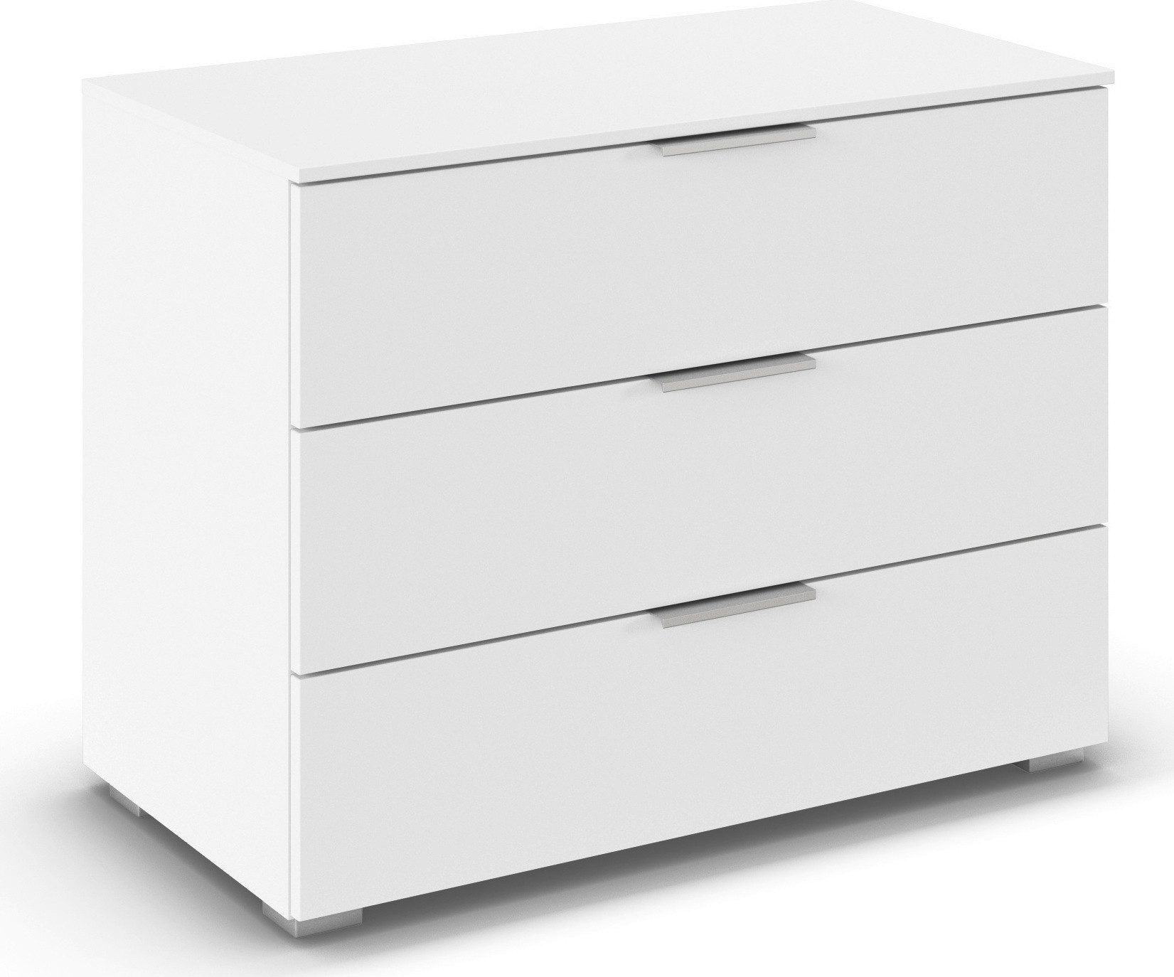 rauch Schubkastenkommode Lowboard Sideboard Schubladenkommode Kommode ASTANA (Breite 80 cm / Höhe 61 cm), mit 3 geräumigen Schubladen, Kantengriff in Alufarben MADE IN GERMANY