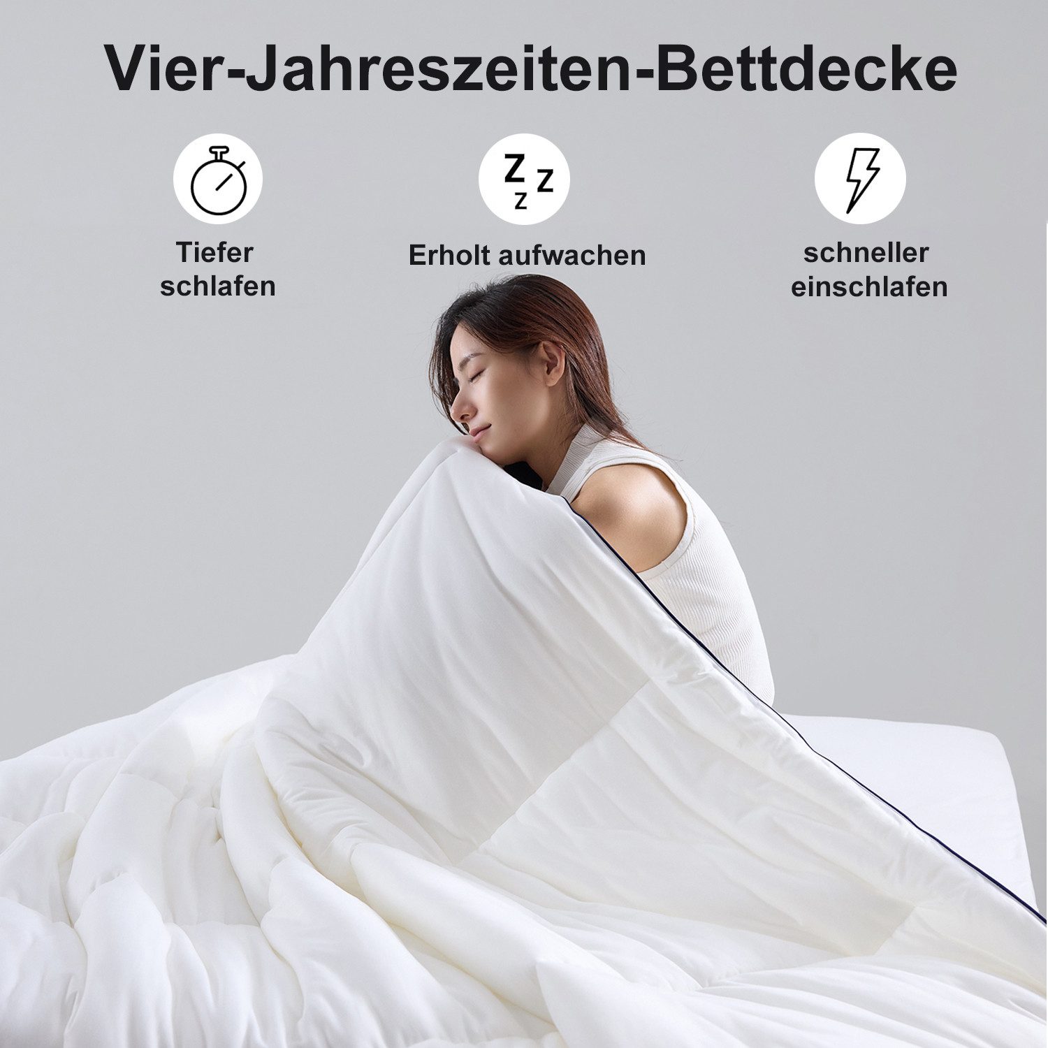 ibettertec Microfaserbettdecke Bettdecke 135x200 200x200 cm, 4 Jahreszeiten Bettdecken für Allergiker, Füllung: 100% Polyesterfaser, Bezug: Mikrofaser, All in One Steppdecke Sommer und Winter Set mit Mikrofaser