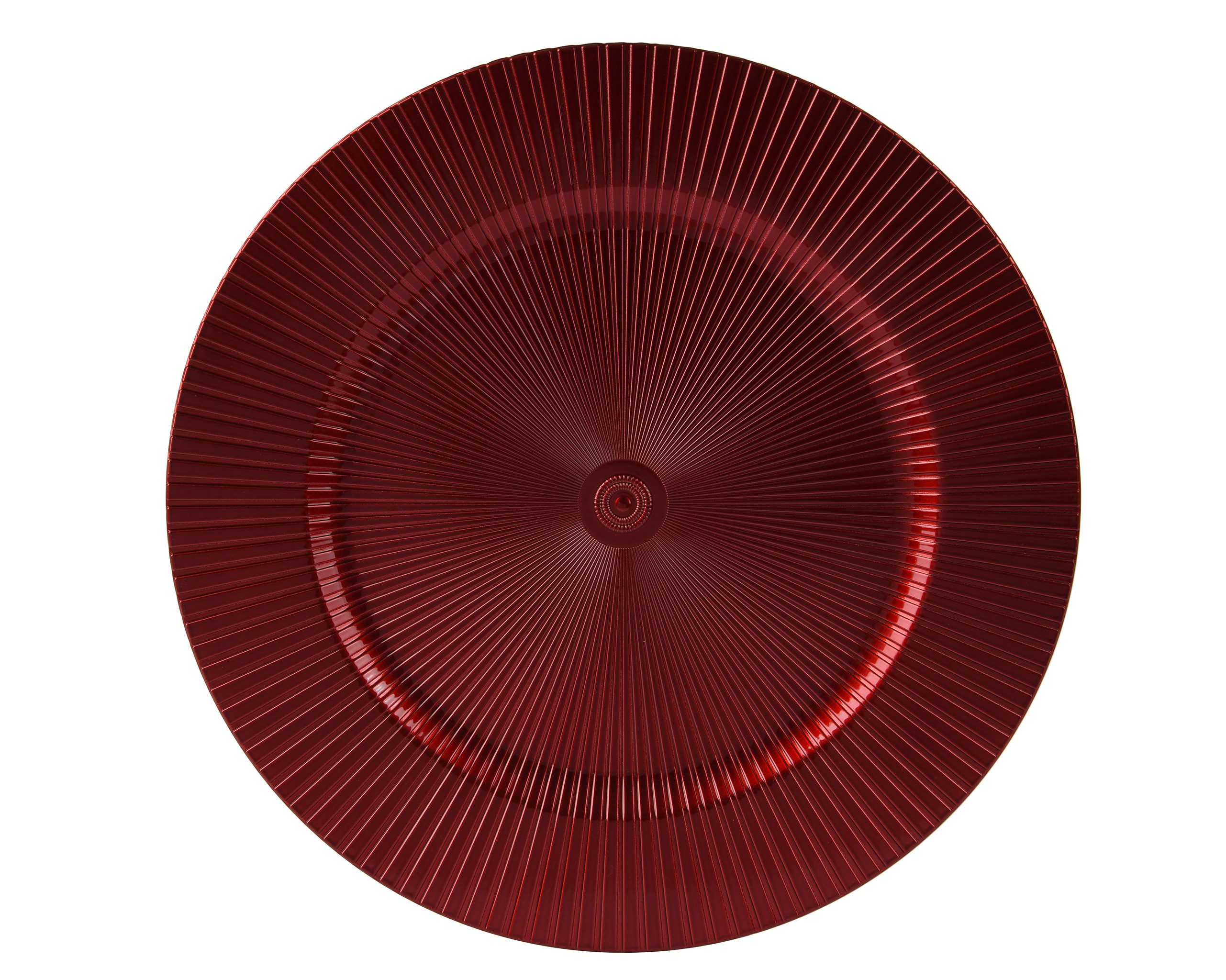 Kaemingk Dekoteller, Dekoteller 33cm Kunststoff mit Rillen - Dunkelrot günstig online kaufen