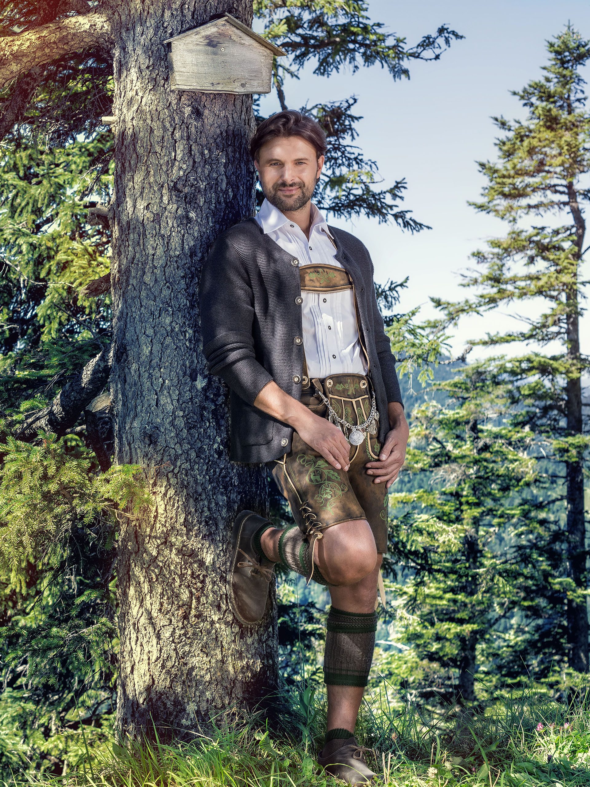 FUCHS Trachtenjacke Trachten Strickjacke Fuchs Anthrazit (1-St)