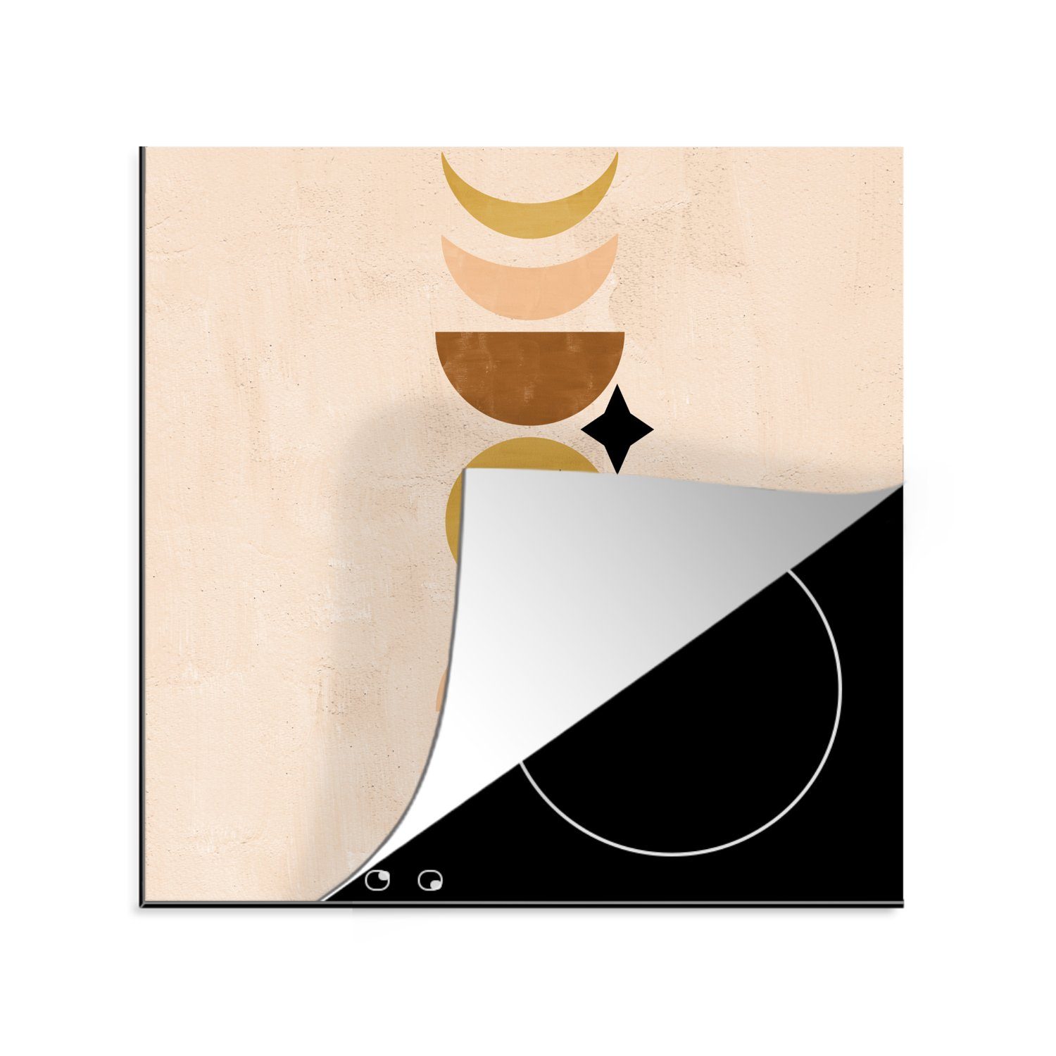 MuchoWow Herdblende-/Abdeckplatte Mond - Weltraum - Pastell - böhmisch, Vinyl, (1 tlg), 78x78 cm, Ceranfeldabdeckung, Arbeitsplatte für küche