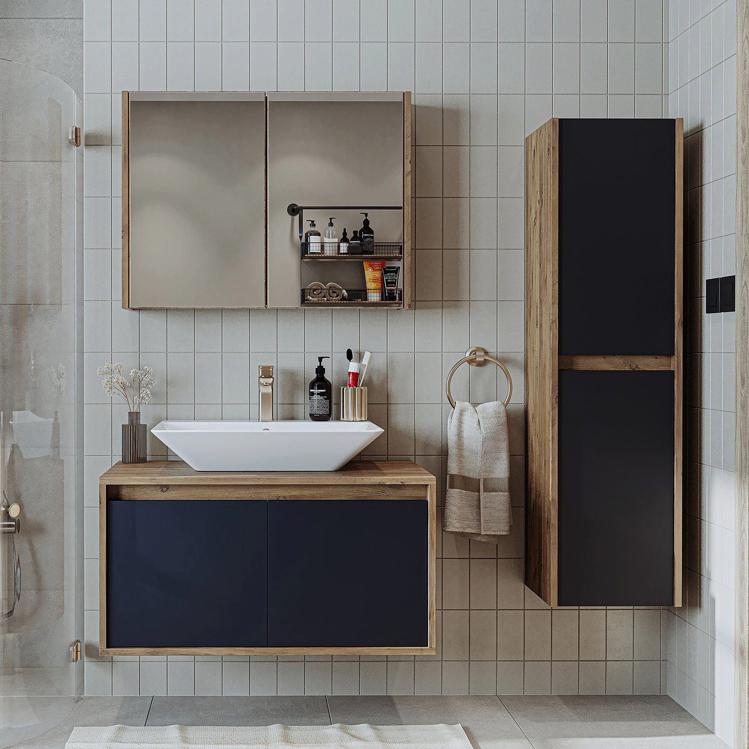 Roomart Badmöbel-Set, (Badmöbel Set ATLANTIC 85 günstig online kaufen