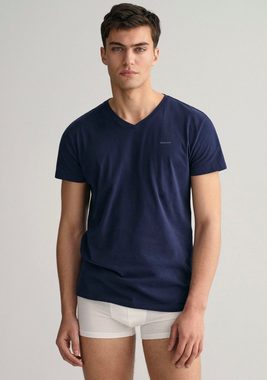 Gant Unterziehshirt V-NECK T-SHIRT 2-PACK (Packung, 2-St., 2er) mit Markenlabel auf der Brust