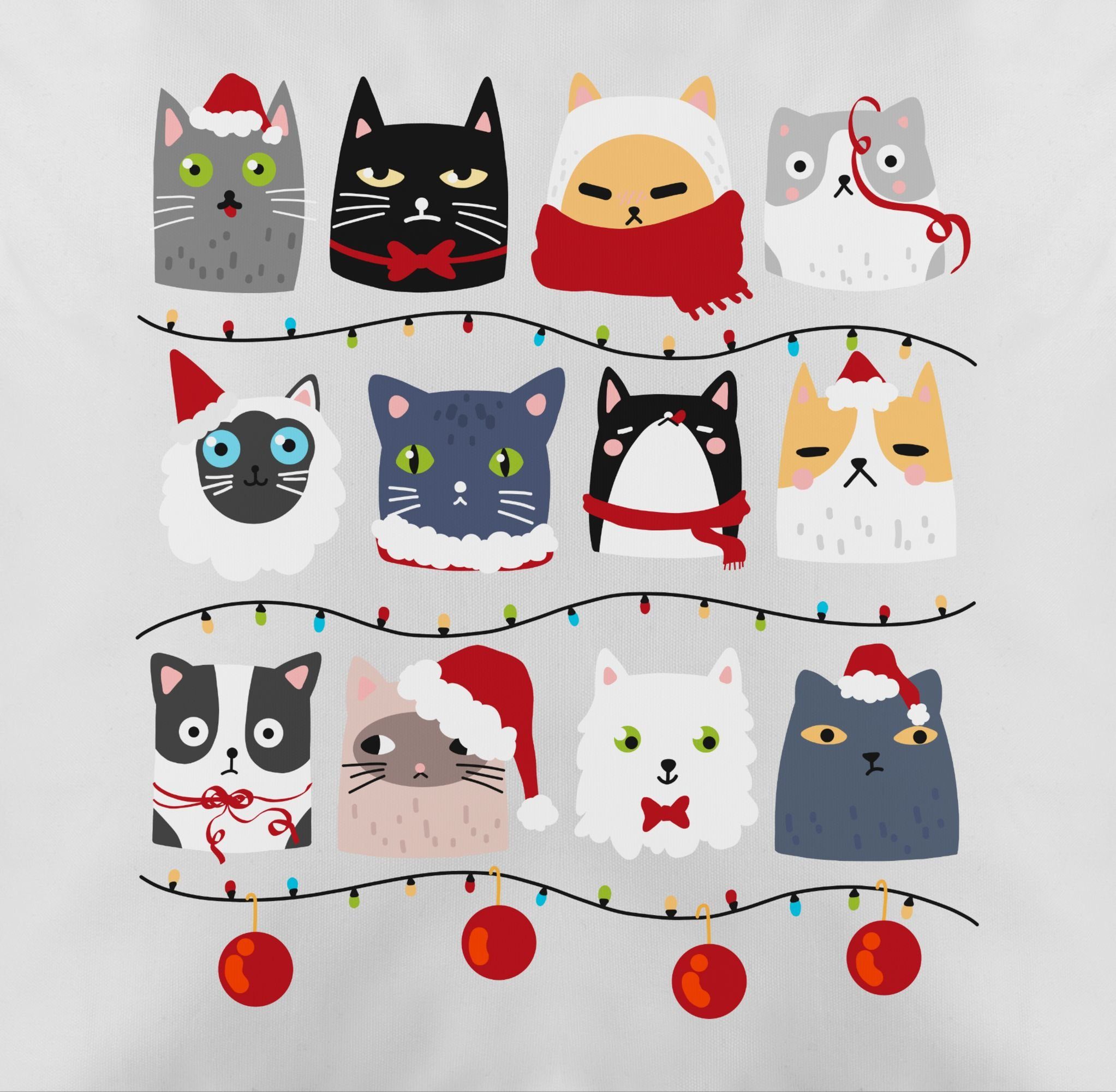 Weiß zu Weihnachten, Shirtracer Dekokissen Katzen Weihnachtskissen Christmas 3