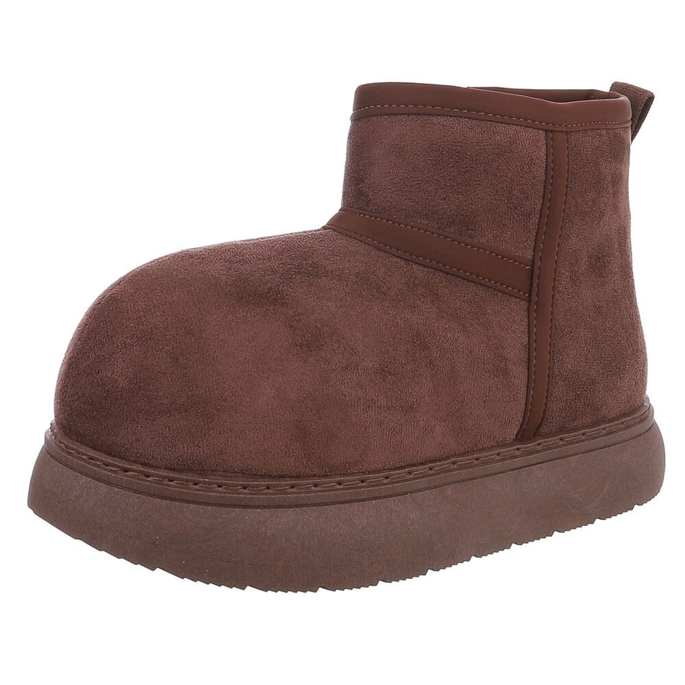 Ital-Design Modischer Damen-Stiefel mit hohem Komfort für Alltag Snowboots (90417742) Flach Plateaustiefeletten in Braun