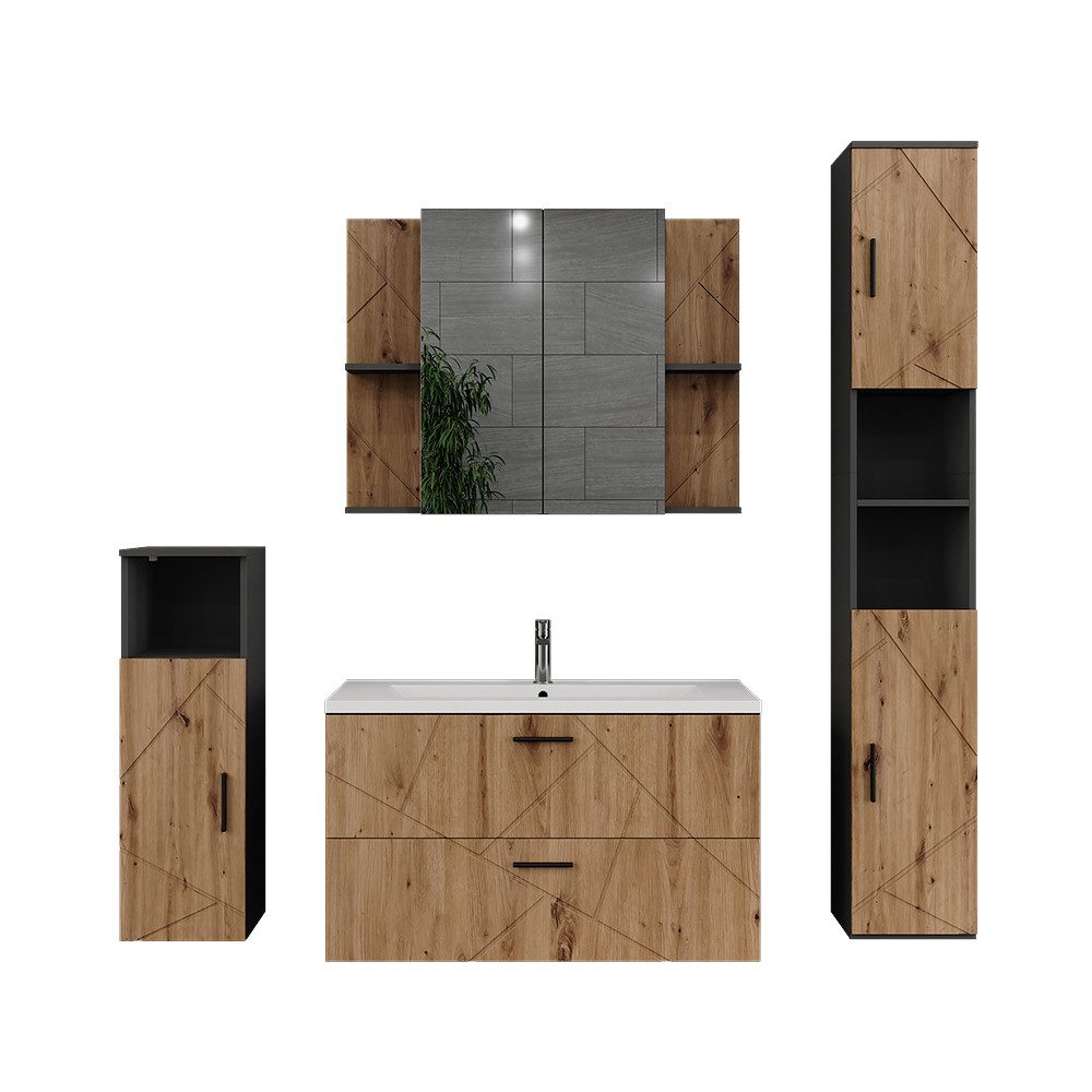 Badmöbel-Set Irma, Anthrazit/Artisan, 5 Teile
