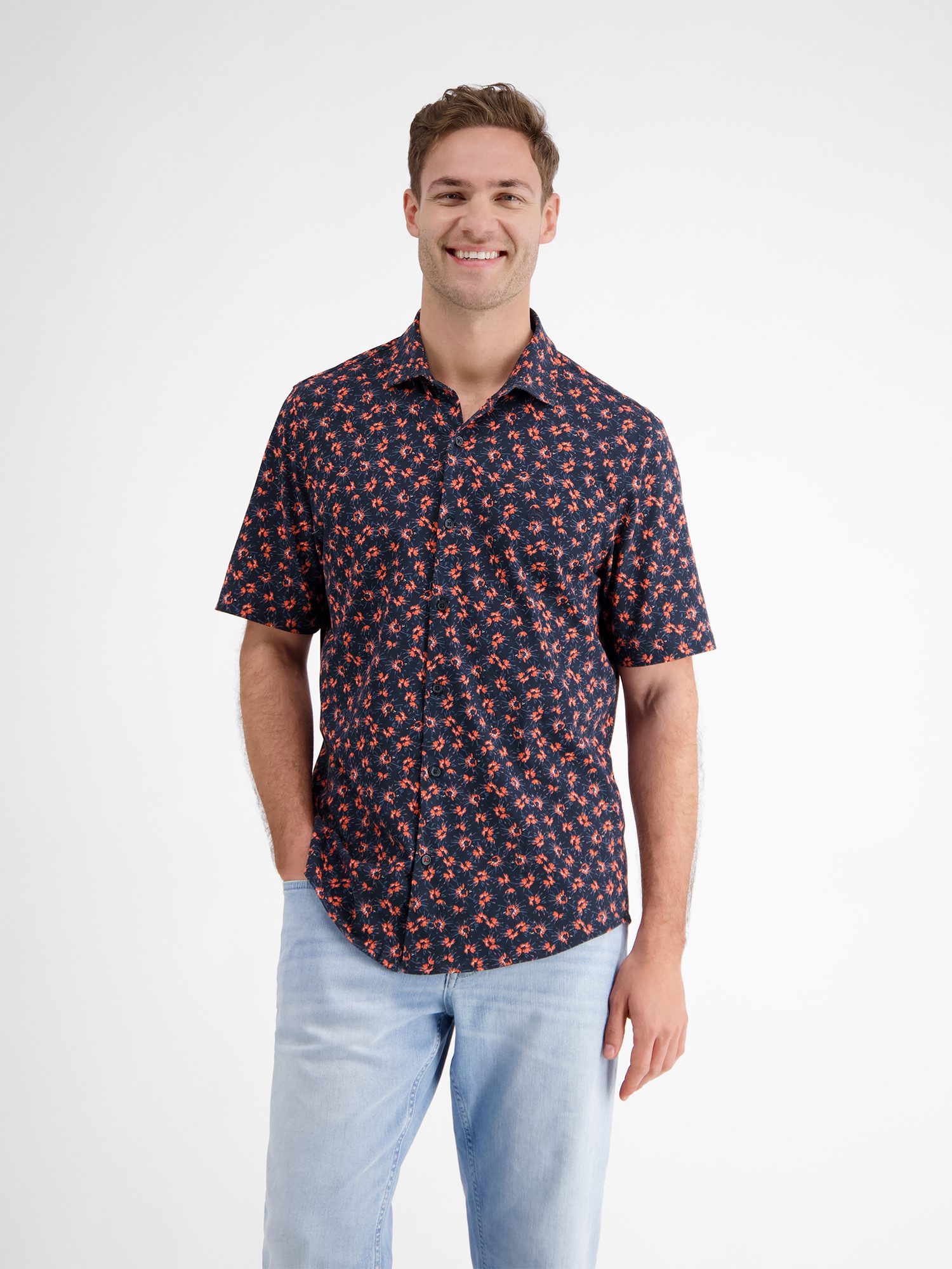 LERROS Kurzarmhemd LERROS Herren Jerseyhemd, floral gemustert