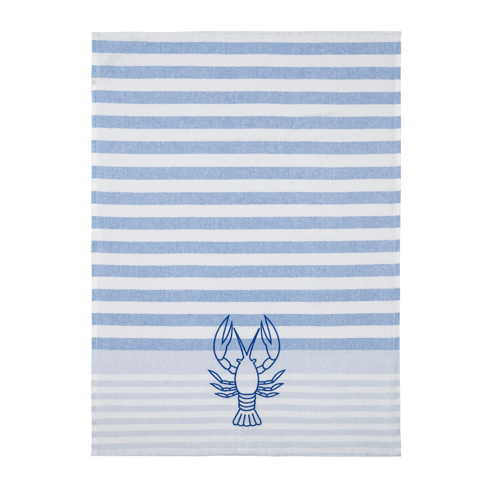 Grubentuch Geschirrtuch von Grubentuch aus der Mare Kollektion - Hummer, Motiv bestickt, 55% Leinen, 45% Baumwolle