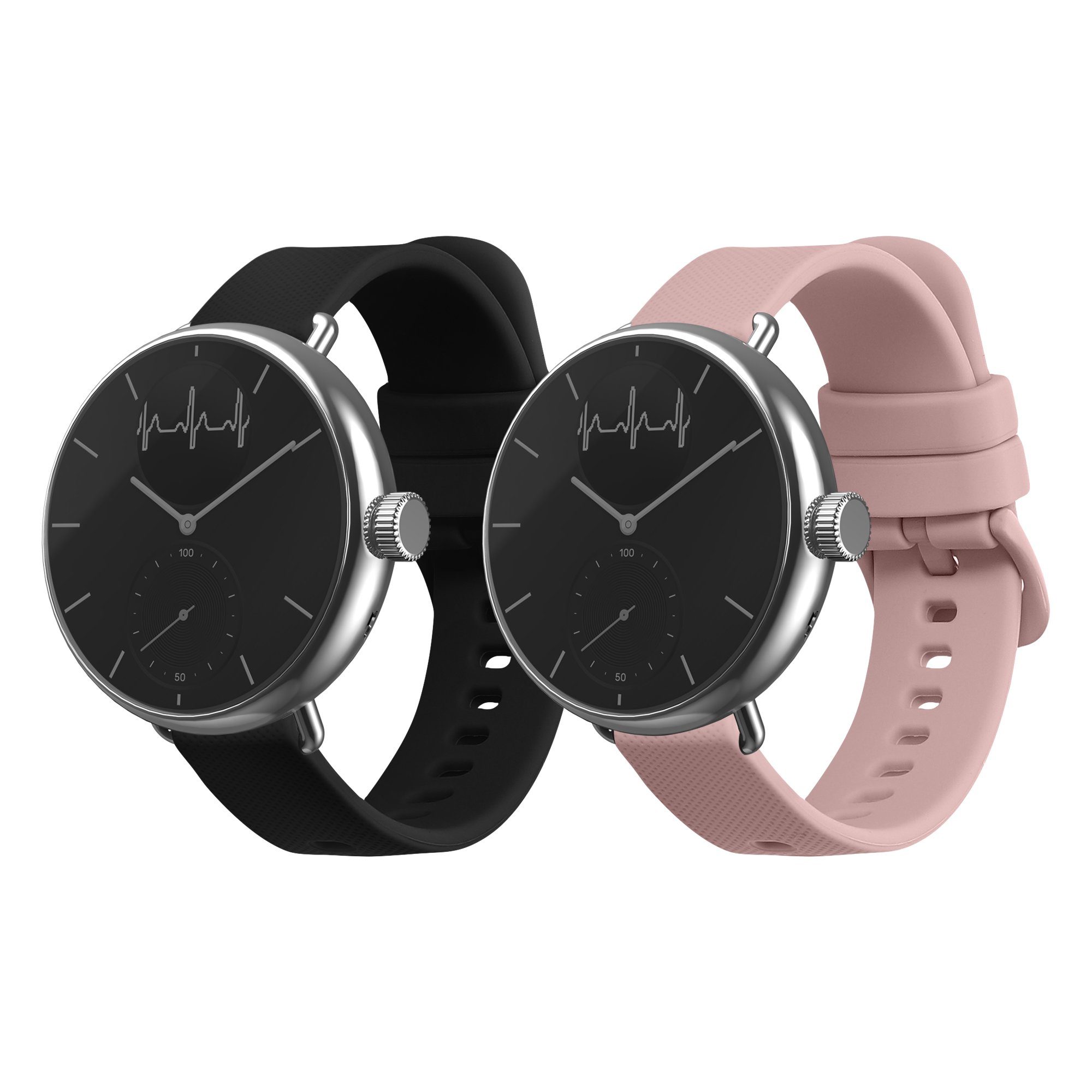 kwmobile 2x Uhrenarmband für Withings ScanWatch 38mm / Steel HR 36mm / Move ECG Smartwatch, 2-tlg., Fitnesstracker Band Set aus TPU Silikon - Ersatzarmband Smartwatch