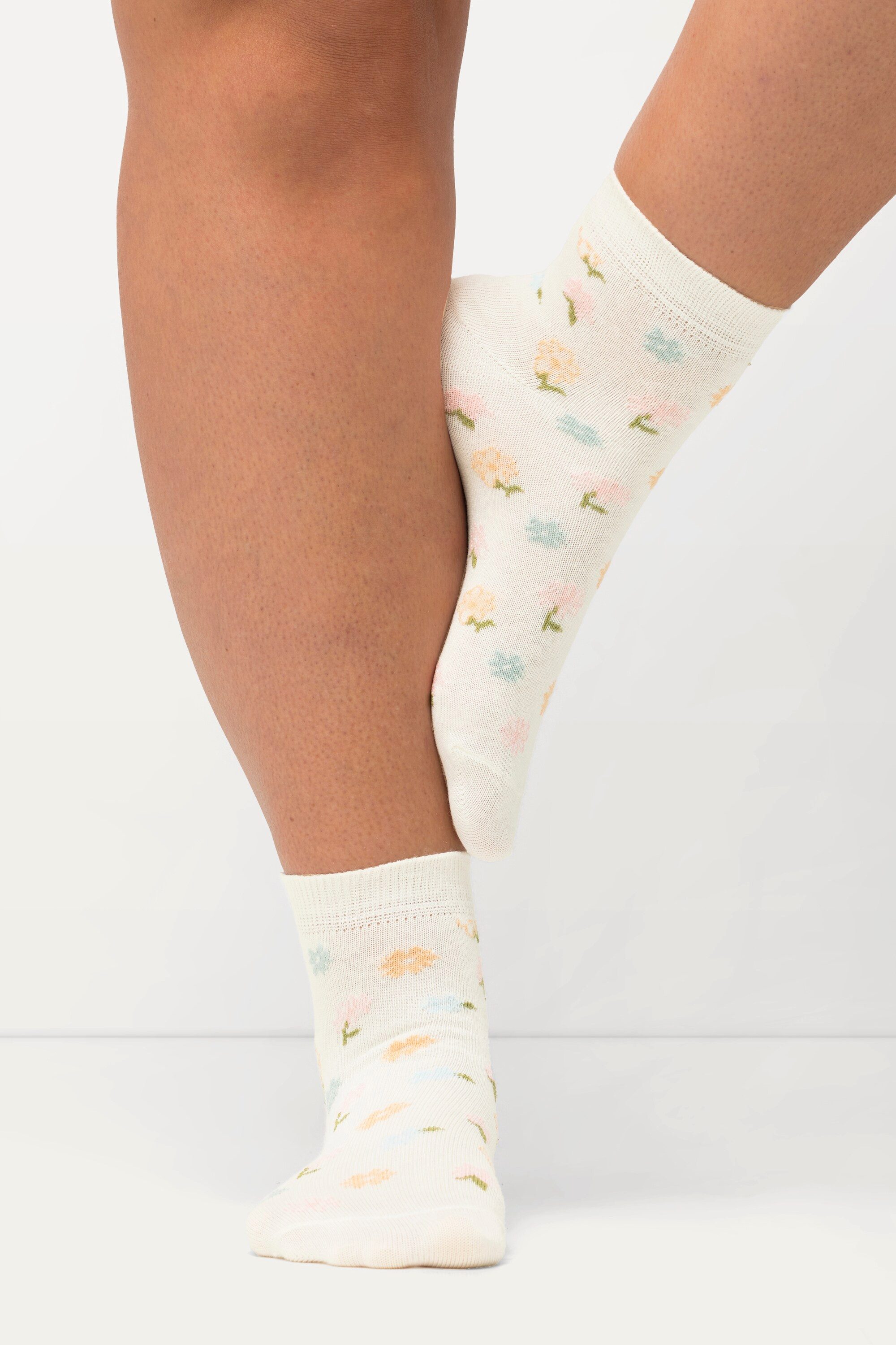 Ulla Popken Kuschelsocken 2er-Pack Socken Blumen kurzer Schaft