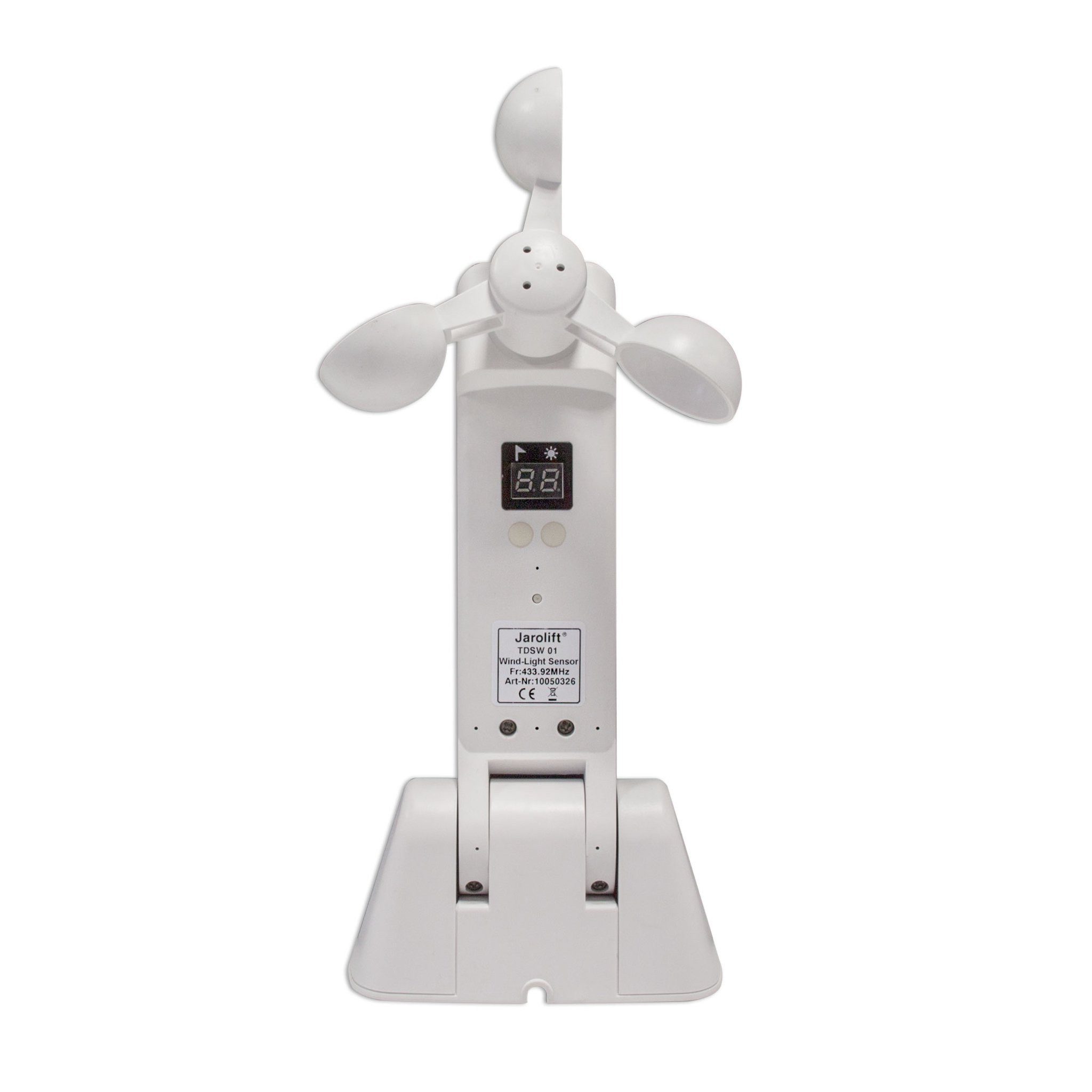 jarolift Rollladen-Funksteuerung Funk Sonnen- und Windwächter TDSW-01, Solarbetrieben / weiß, für Rollläden & Markisen, 1-tlg., 1 Stück, Lebenszeichen-Funktion, mehrere Empfänger, schwenkbare Halterung