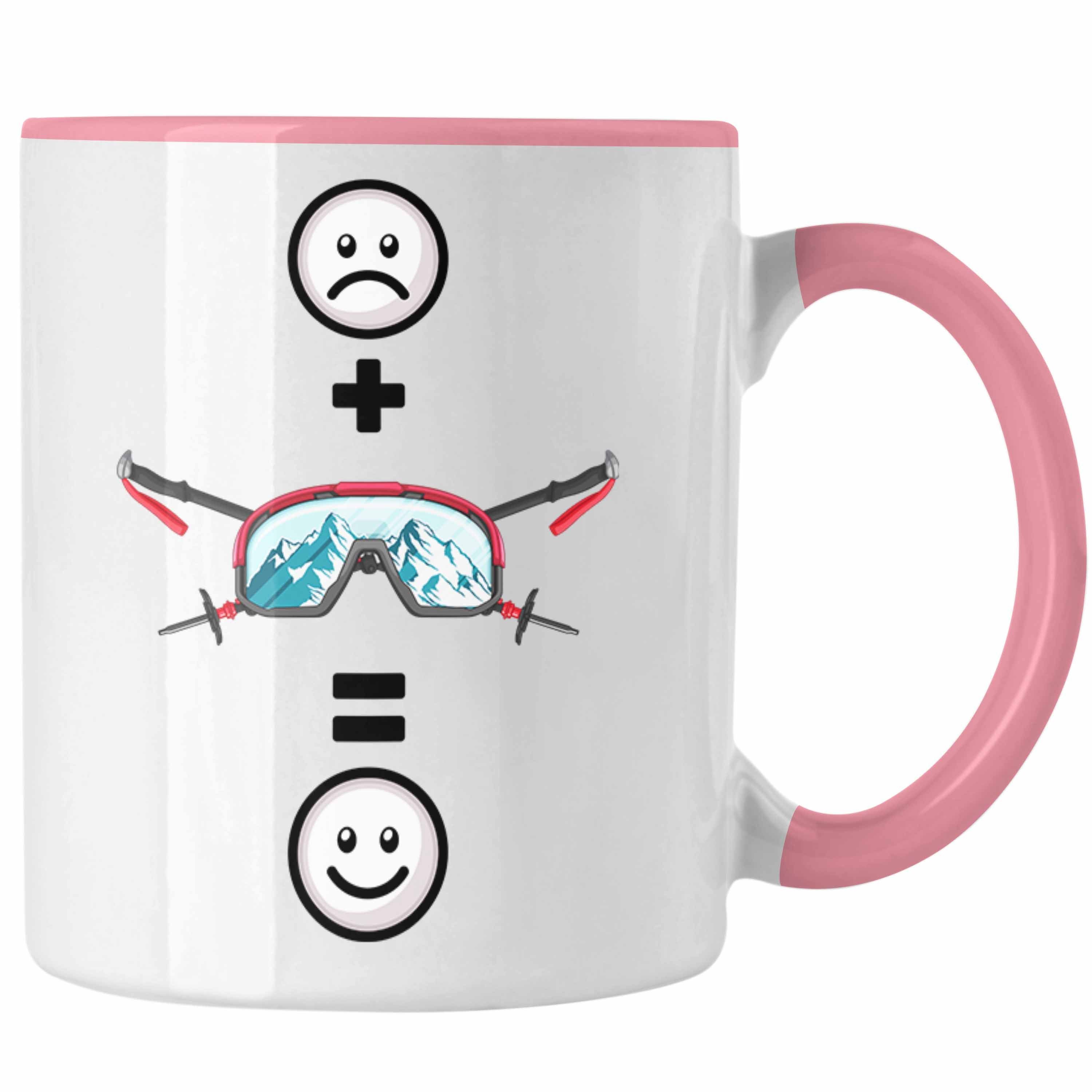Trendation Tasse Ski Tasse Geschenk für Skifahrer :(Ski Brille) Lustige Geschen Rosa