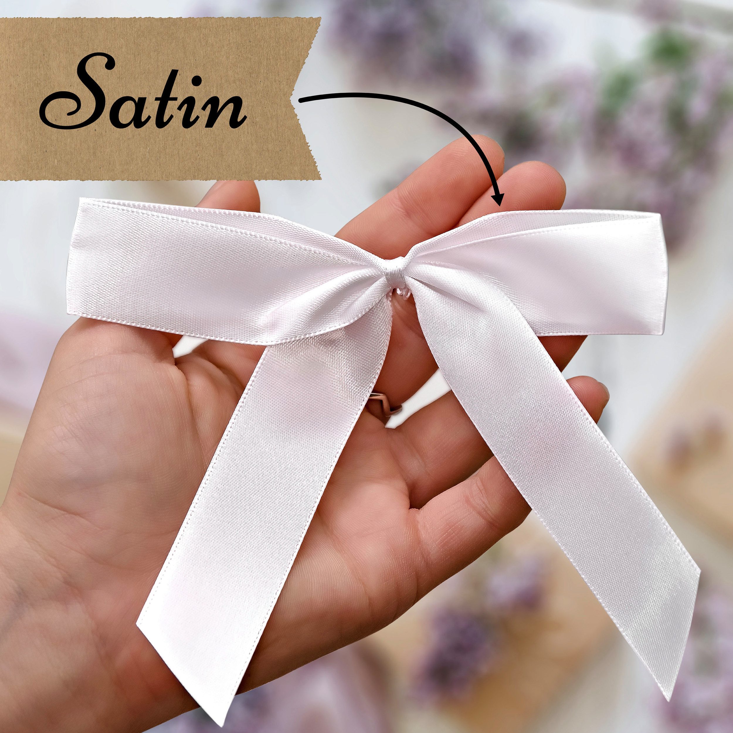 Praknu Dekoobjekt 50 Antennenschleifen Weiß Hochzeit (Set, 50 St), Handgemacht mit Satin Band I Hochzeit Schleifen