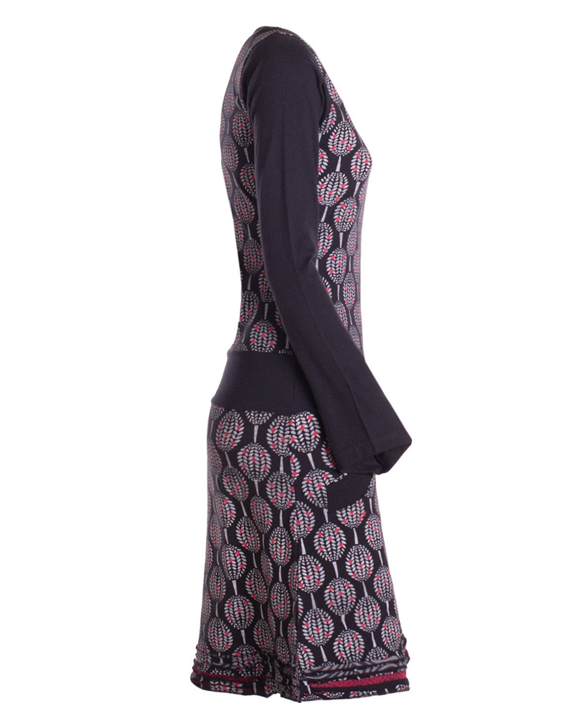 Vishes Jerseykleid Damen knielanges Kleid Baumwolle geometrisch A-Linie mit Taschen Alternative Bekleidung, Ethno, Hippie, Retro Style