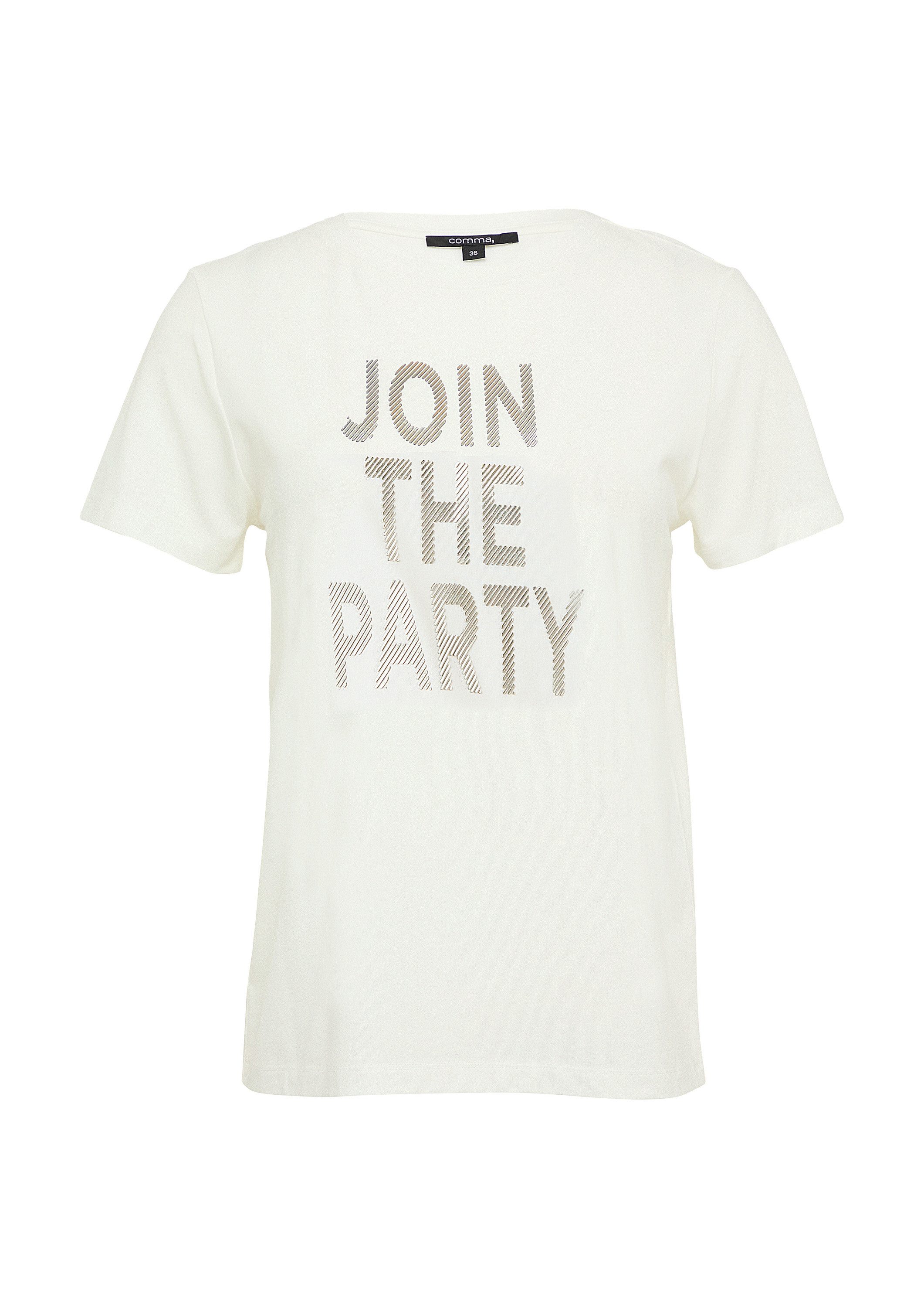 comma Kurzarmshirt T-Shirt Baumwollmix-T-Shirt mit Artwork günstig online kaufen