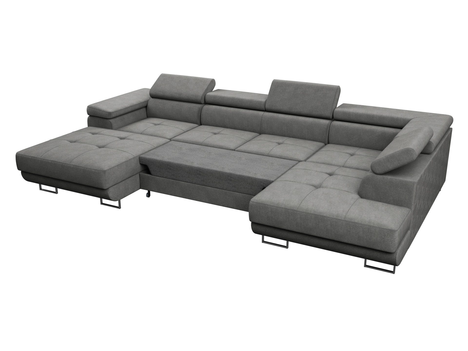 Sofnet Wohnlandschaft Caris U, mit Schlaffunktion und zwei Bettkästen, Ecksofa mit einstellbare Kopfstützen, Schlafsofa, U-form Couch
