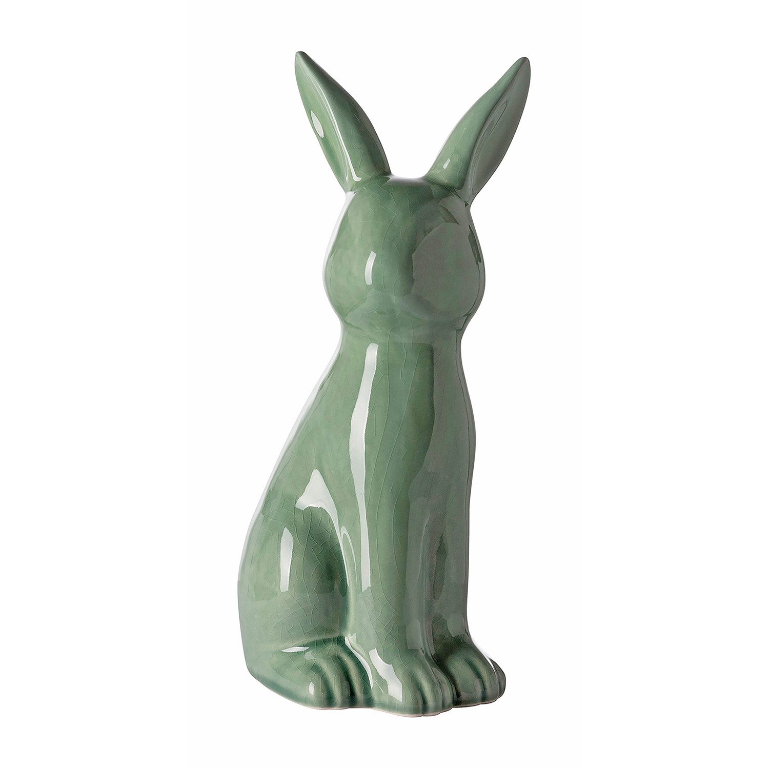 Fink Dekofigur FABIUS Figur - grün - Keramik - H. 25cm x B. 10,8cm - Dekohase (1xDeko Hase, Figur - Schmuckfiguren), Dekofiguren Set - Stilvolle Figuren & Dekoobjekt für Ihr Zuhause