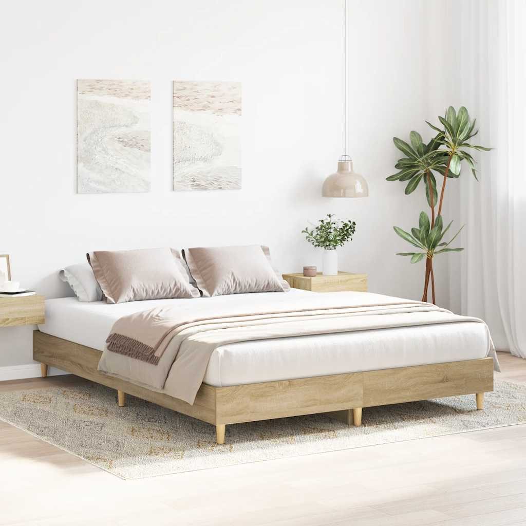 vidaXL Bett Bettgestell ohne Matratze Sonoma-Eiche günstig online kaufen